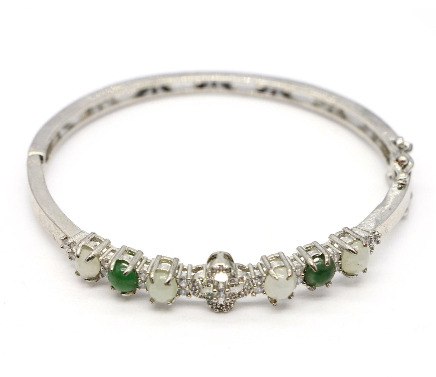 Type A Certified Jadeite Jade Metal Bangle - Jade-collector.com