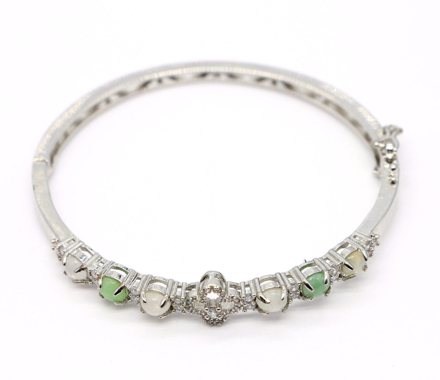 Type A Certified Jadeite Jade Metal Bangle - Jade-collector.com