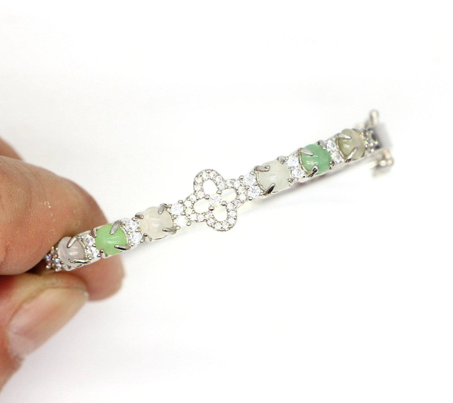 Type A Certified Jadeite Jade Metal Bangle - Jade-collector.com