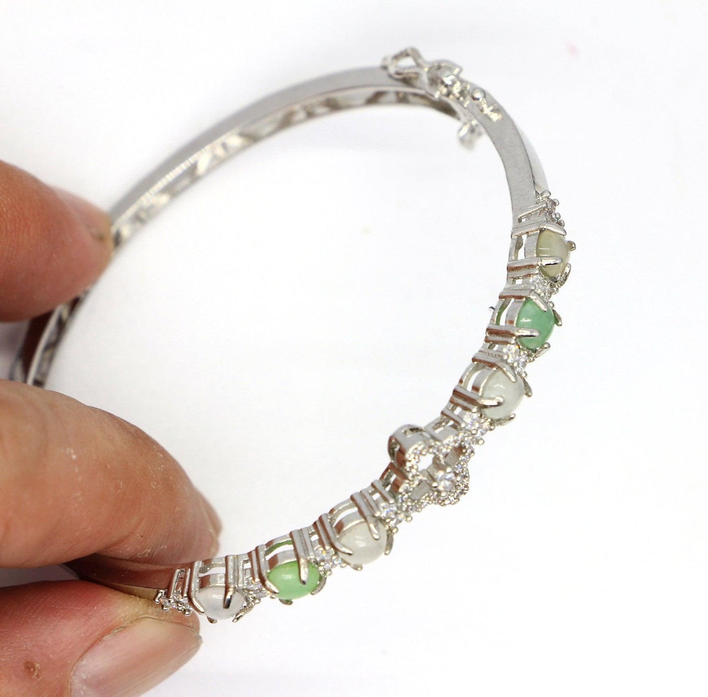 Type A Certified Jadeite Jade Metal Bangle - Jade-collector.com