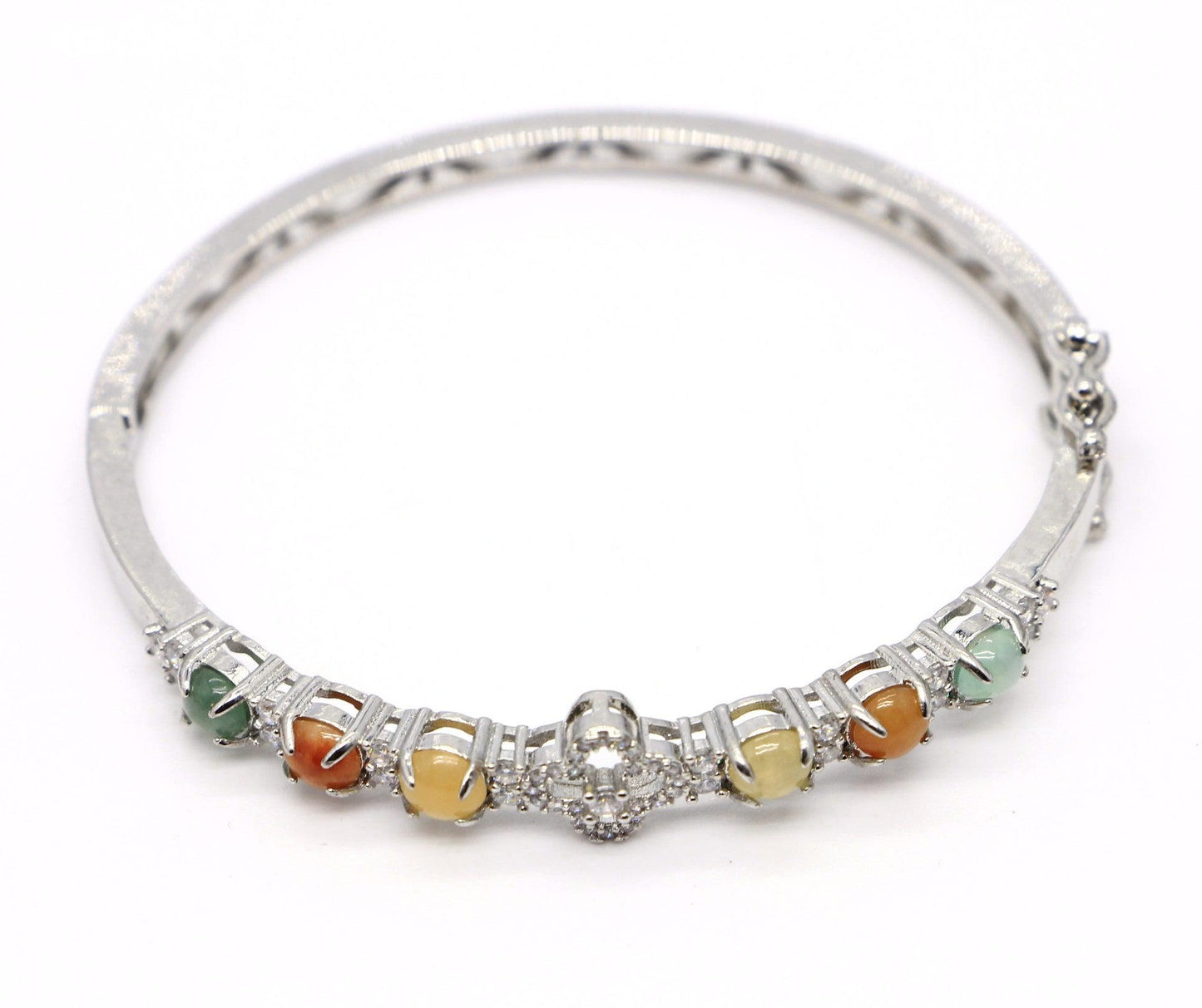 Type A Certified Jadeite Jade Metal Bangle - Jade-collector.com