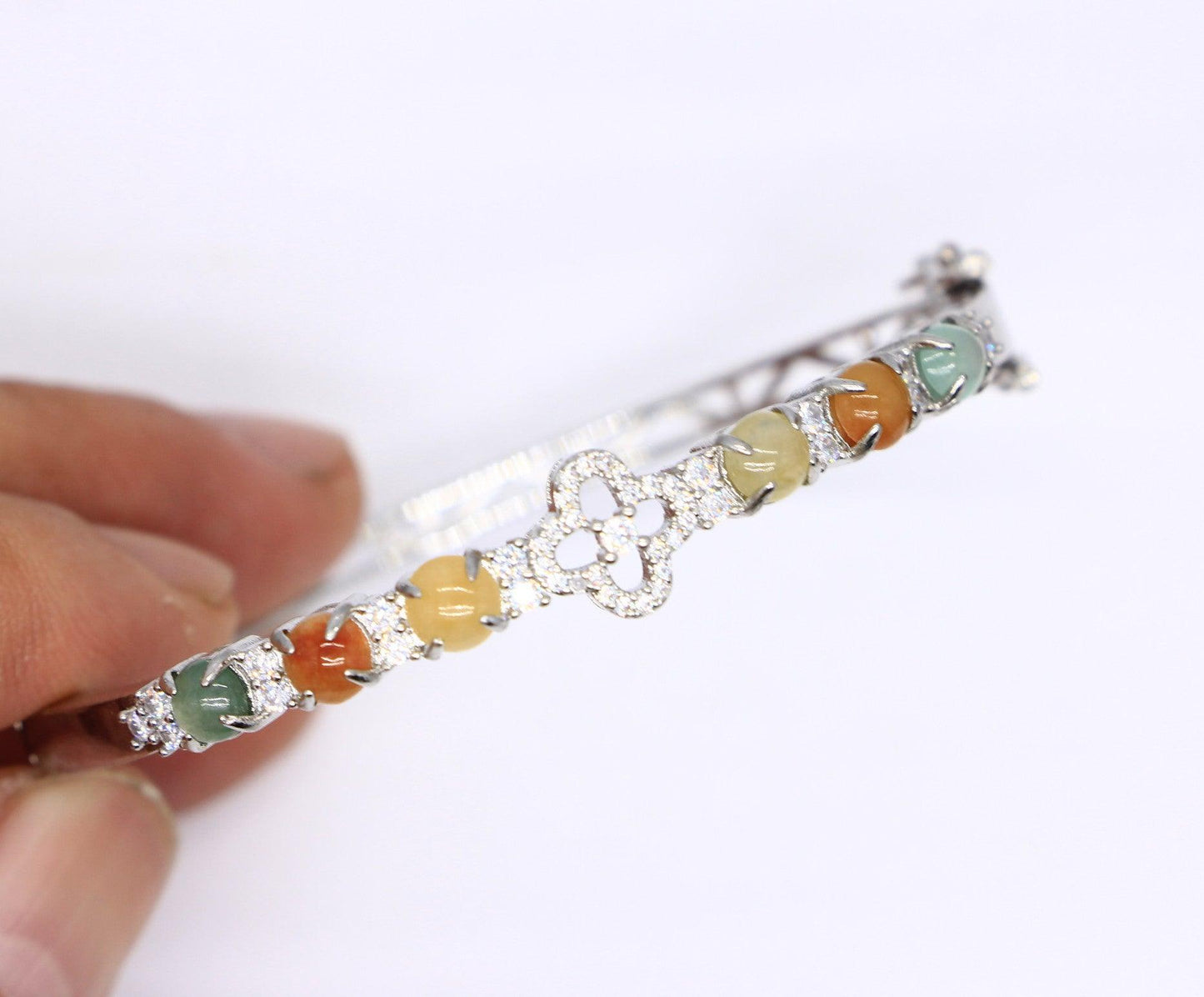 Type A Certified Jadeite Jade Metal Bangle - Jade-collector.com
