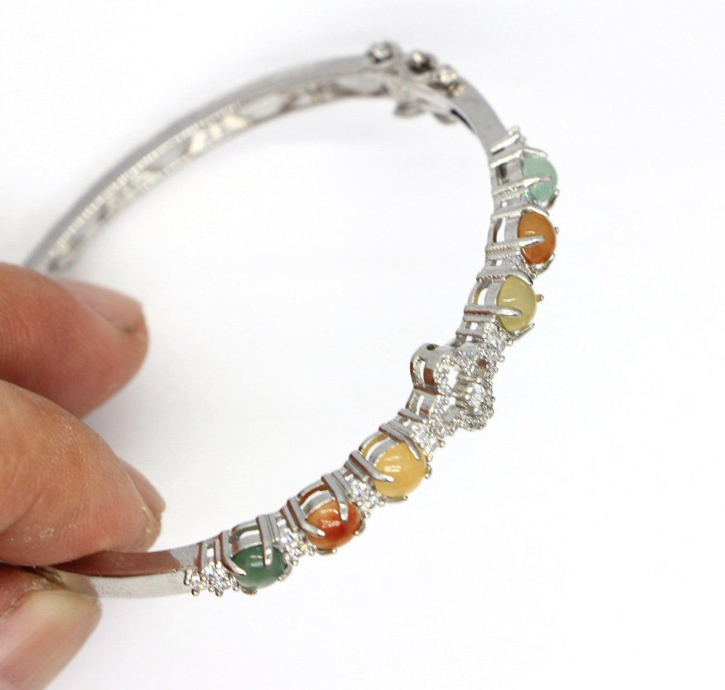 Type A Certified Jadeite Jade Metal Bangle - Jade-collector.com