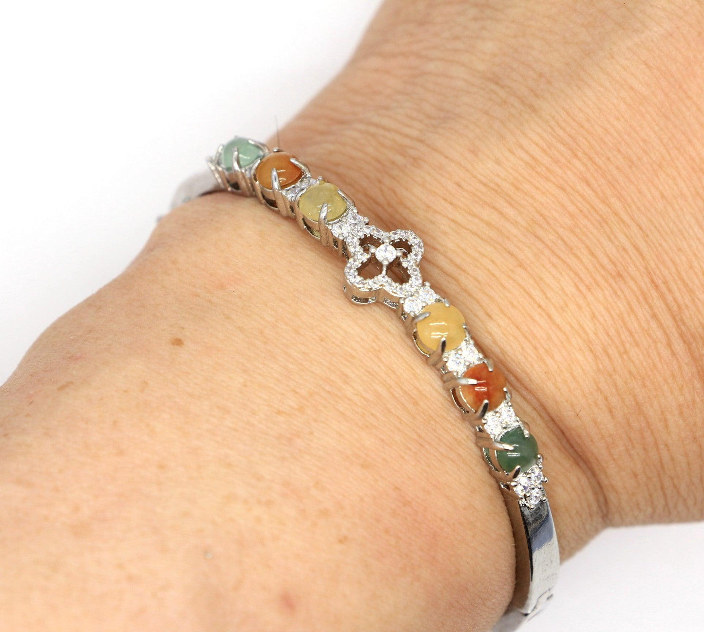 Type A Certified Jadeite Jade Metal Bangle - Jade-collector.com