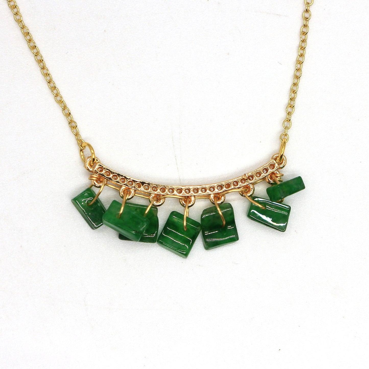 Type A Jadeite Jade Inlay Necklace P4002S - Jade-collector.com