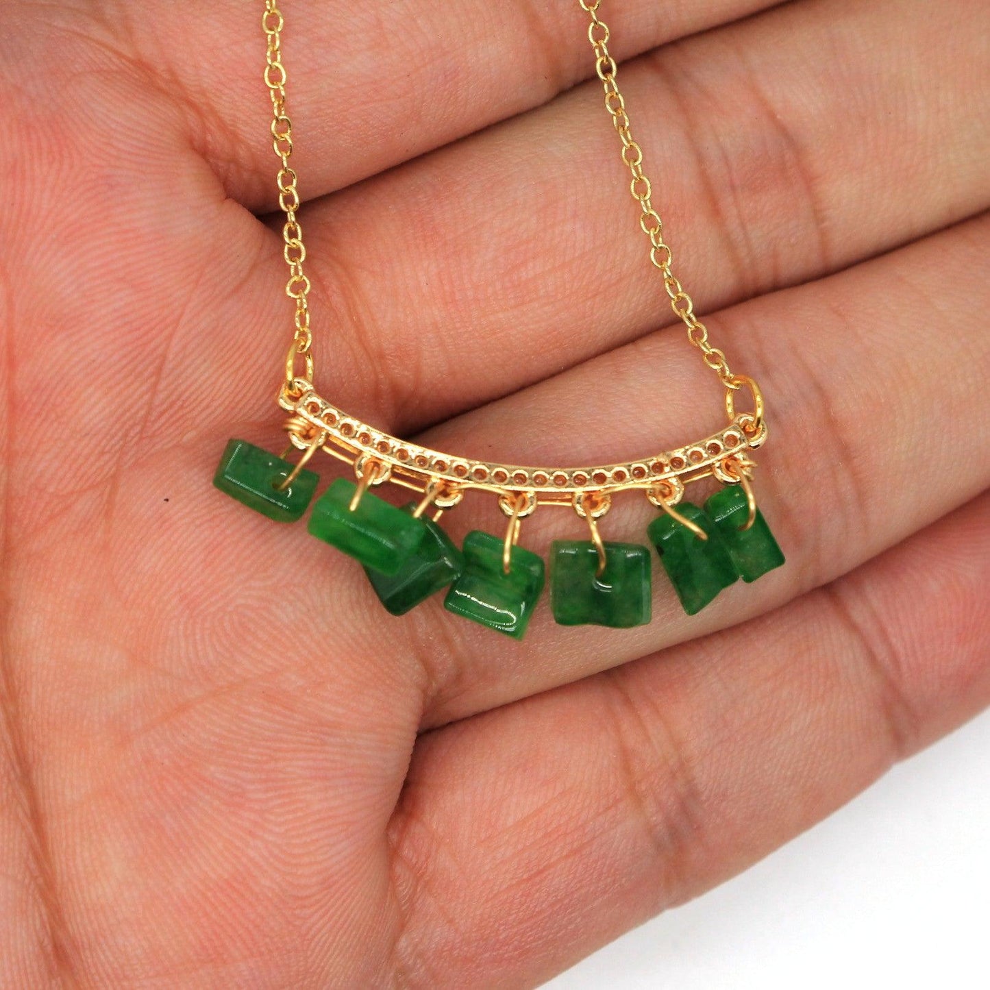 Type A Jadeite Jade Inlay Necklace P4002S - Jade-collector.com