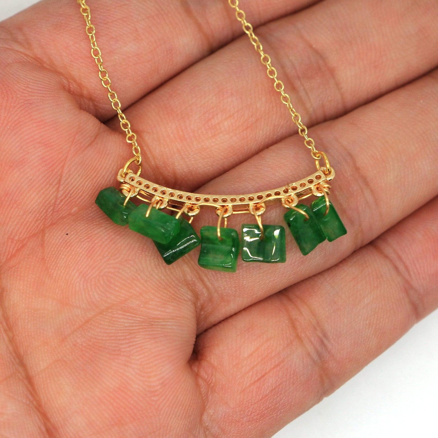 Type A Jadeite Jade Inlay Necklace P4002S - Jade-collector.com