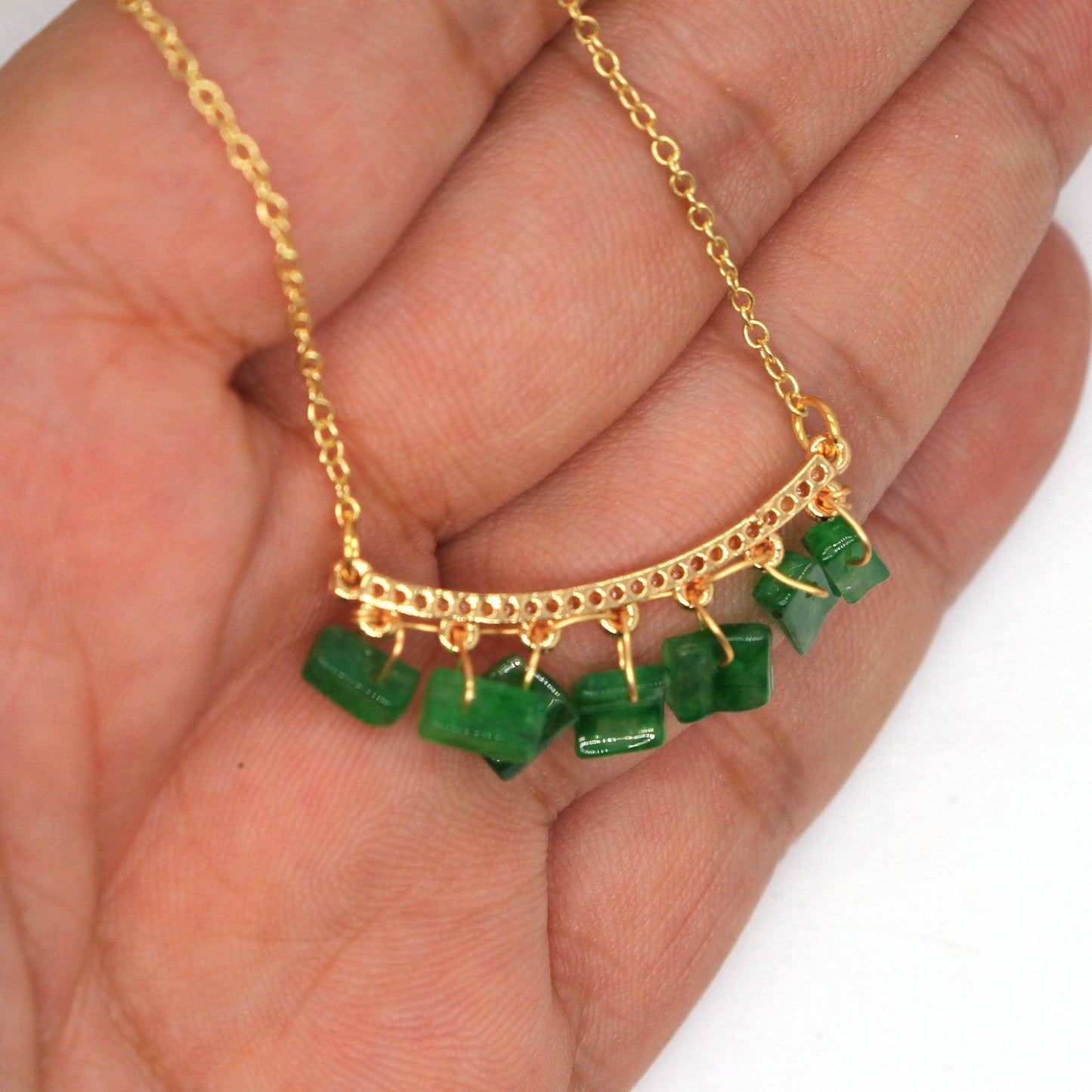 Type A Jadeite Jade Inlay Necklace P4002S - Jade-collector.com