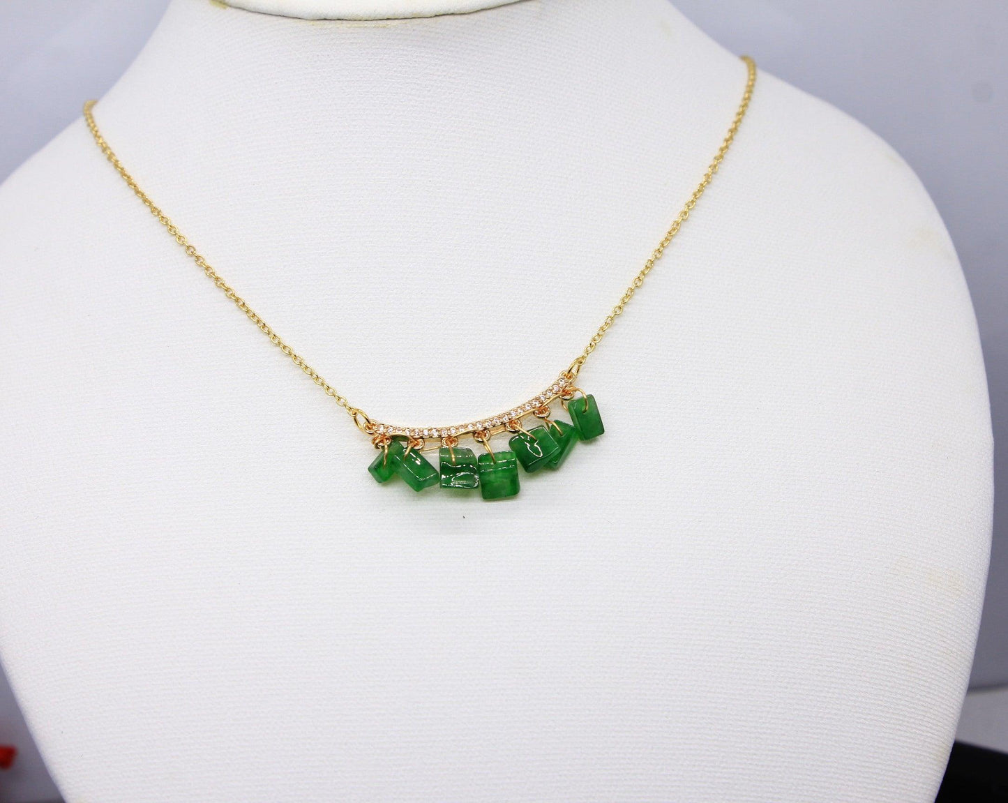 Type A Jadeite Jade Inlay Necklace P4002S - Jade-collector.com
