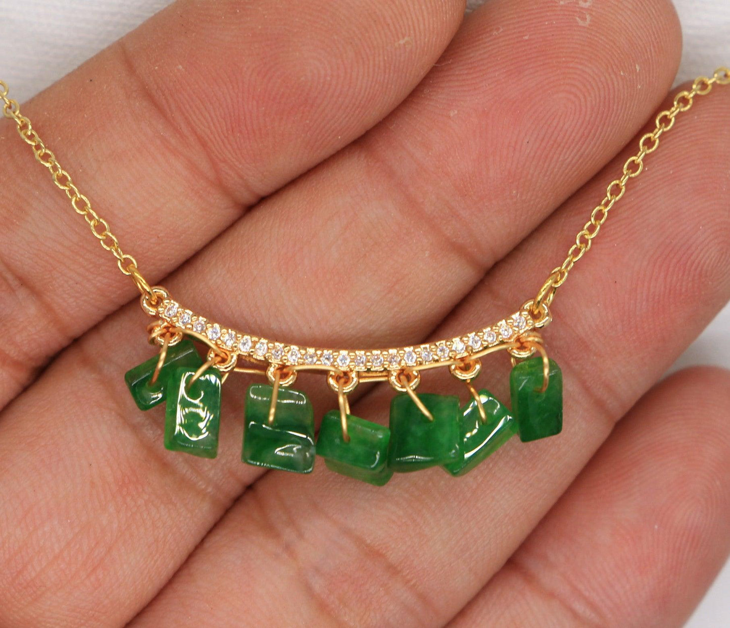 Type A Jadeite Jade Inlay Necklace P4002S - Jade-collector.com