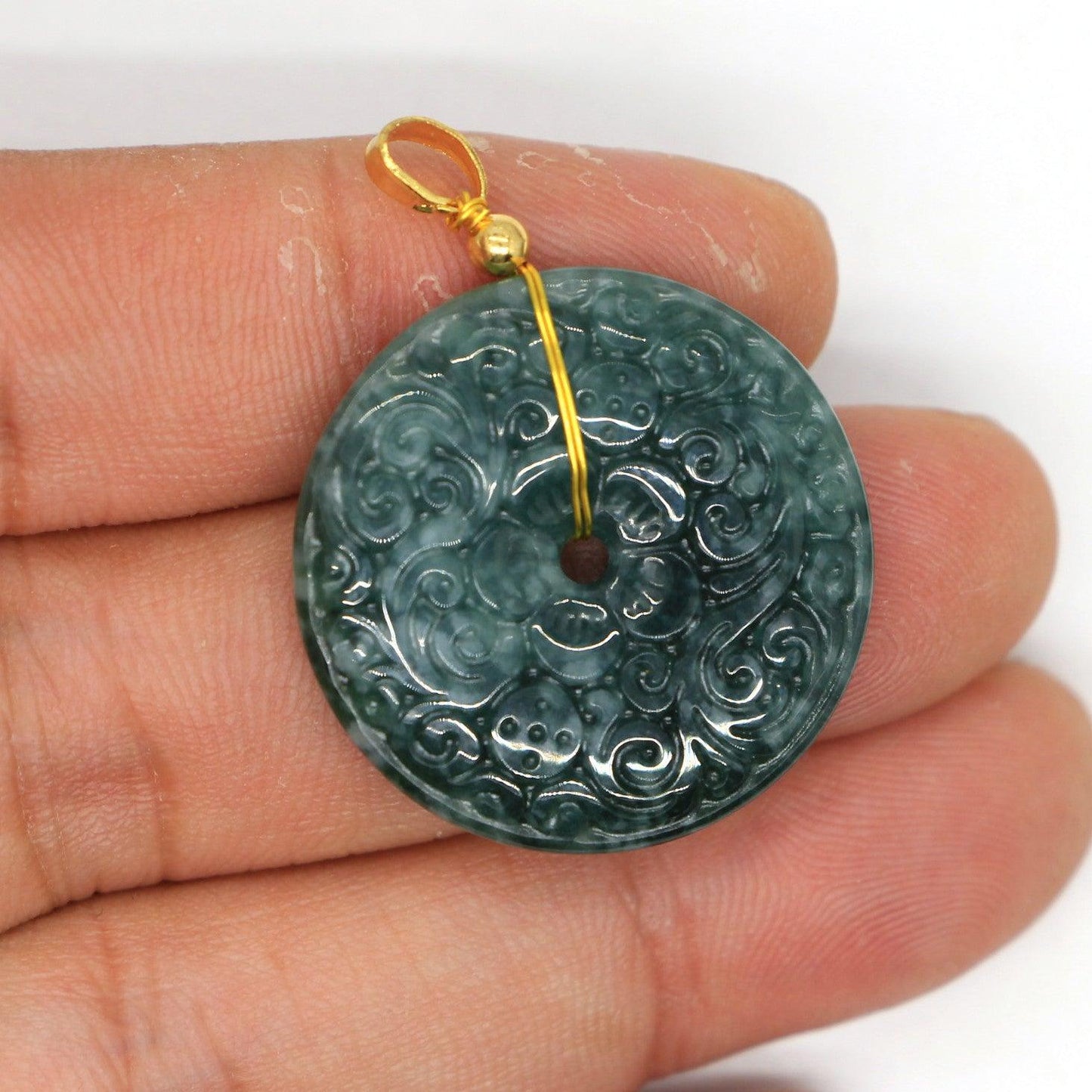 Type A Jadeite Jade Pendants Disc Series pe10018
