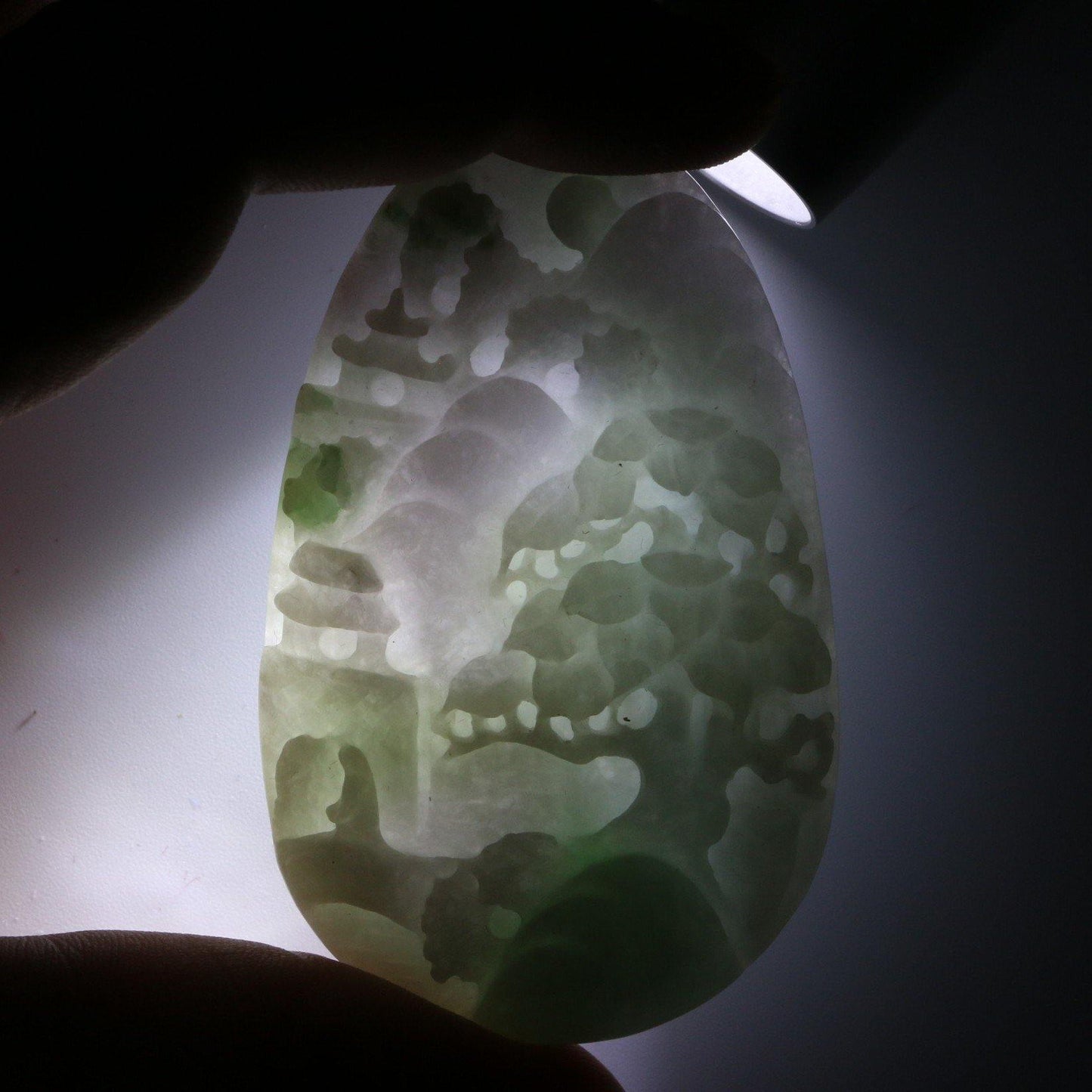 A Grade Jadeite Jade Pendants Landscape Series 天然緬甸玉A貨翡翠山水牌吊墜系列 LS0024 - Jade-collector.com