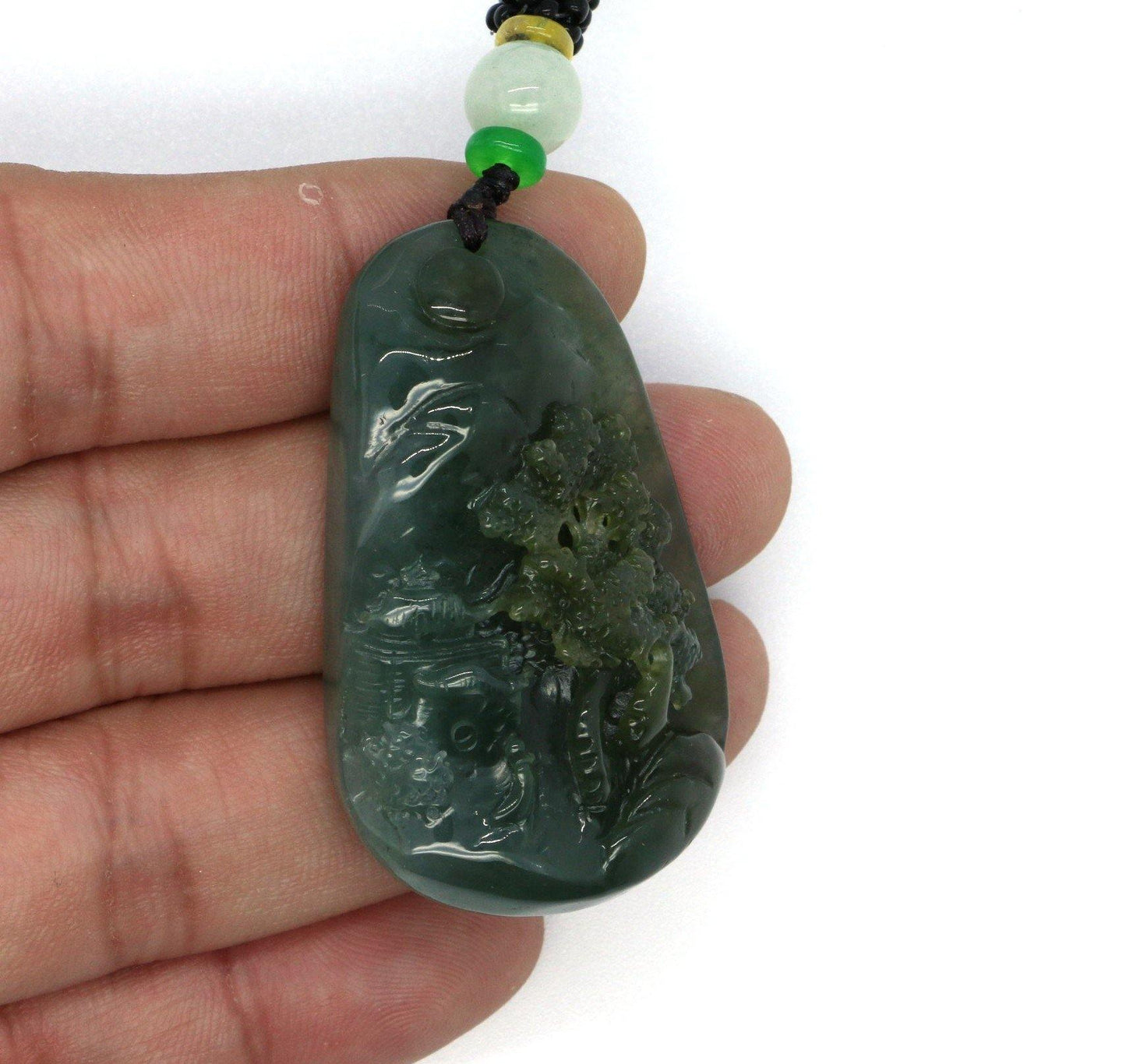 A Grade Jadeite Jade Pendants Landscape Series 天然緬甸玉A貨翡翠山水牌吊墜系列 LS0020 - Jade-collector.com