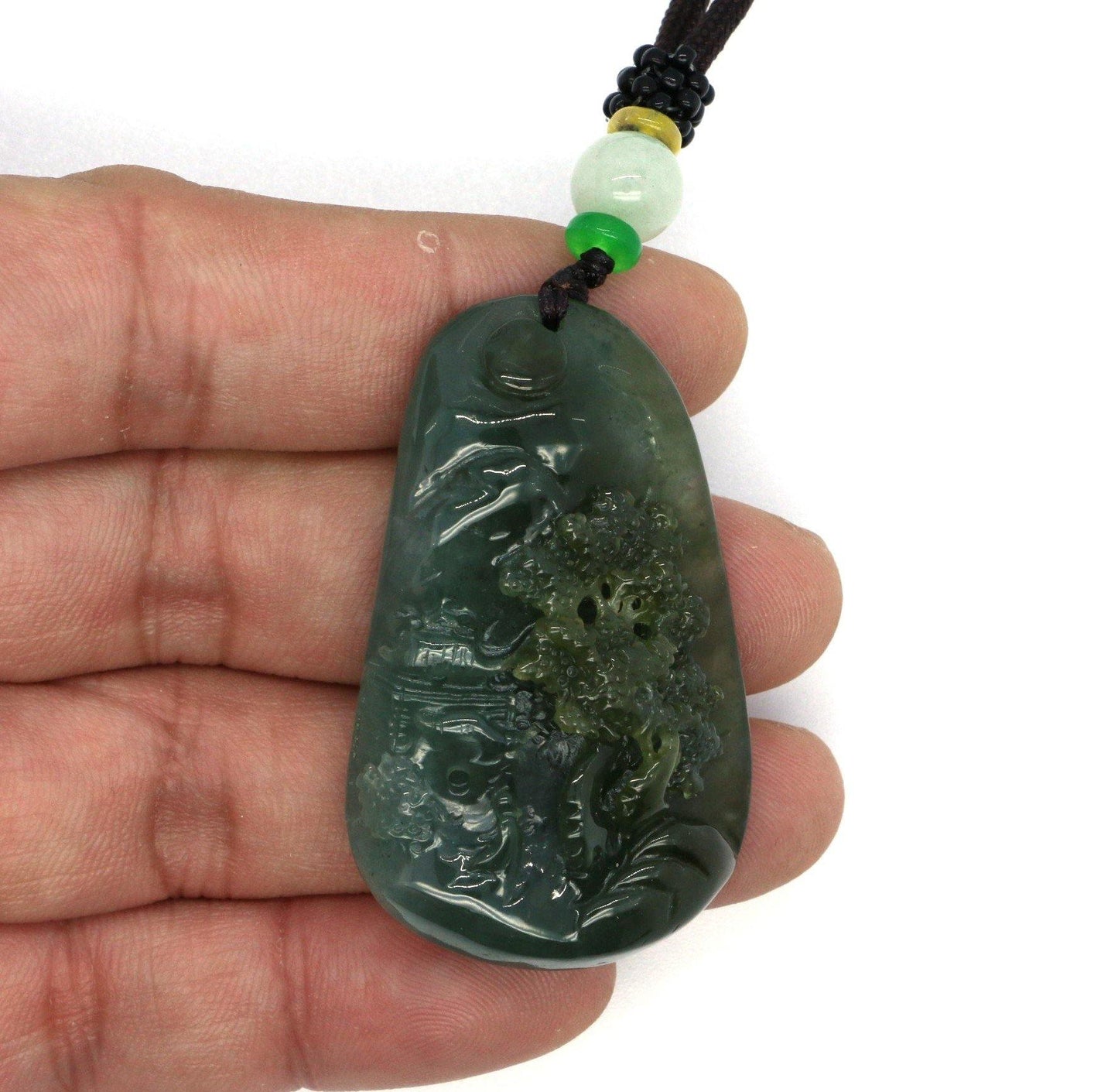 A Grade Jadeite Jade Pendants Landscape Series 天然緬甸玉A貨翡翠山水牌吊墜系列 LS0020 - Jade-collector.com
