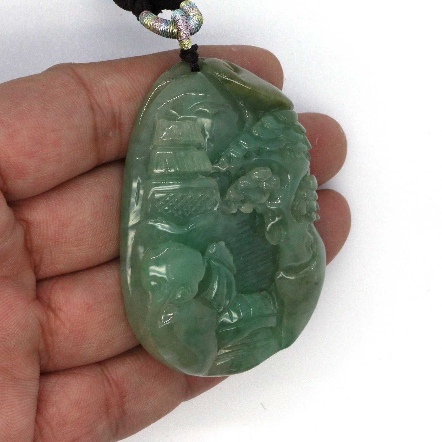 A Grade Jadeite Jade Pendants Landscape Series 天然緬甸玉A貨翡翠山水牌吊墜系列 LS0031 - Jade-collector.com