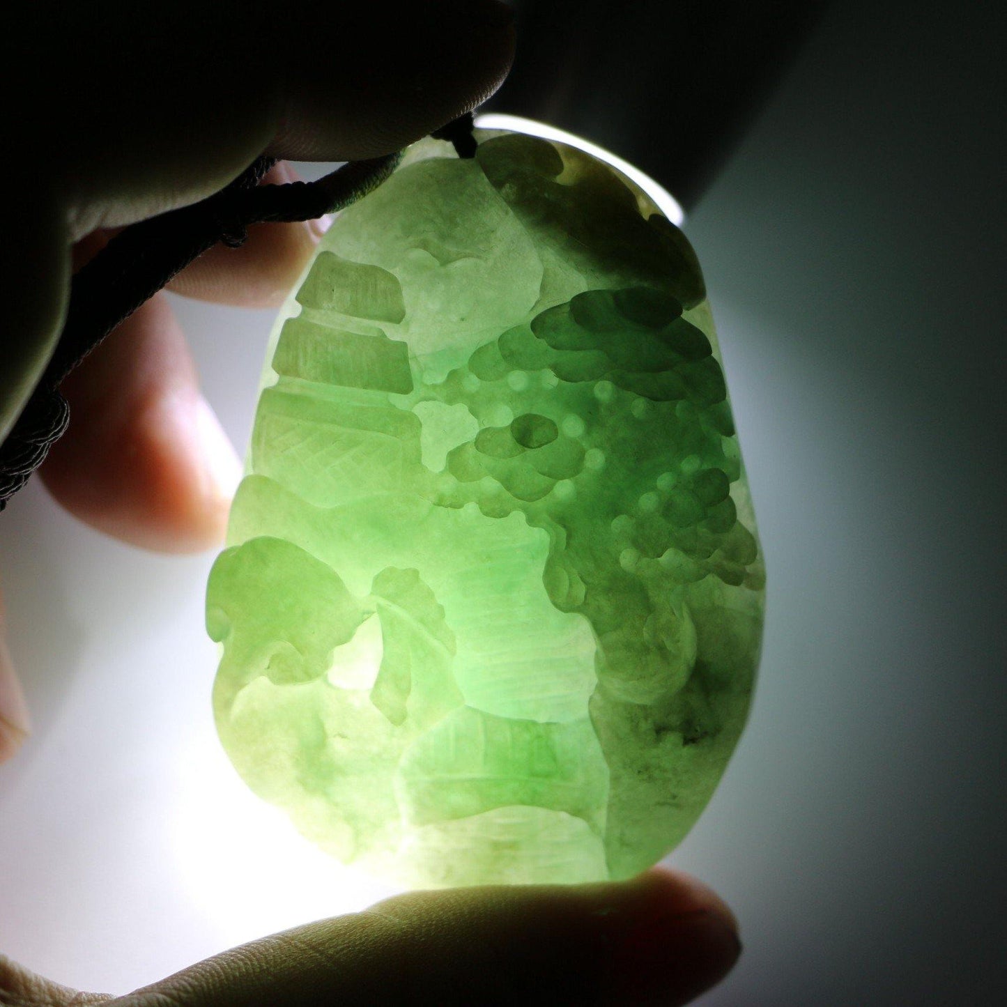 A Grade Jadeite Jade Pendants Landscape Series 天然緬甸玉A貨翡翠山水牌吊墜系列 LS0031 - Jade-collector.com