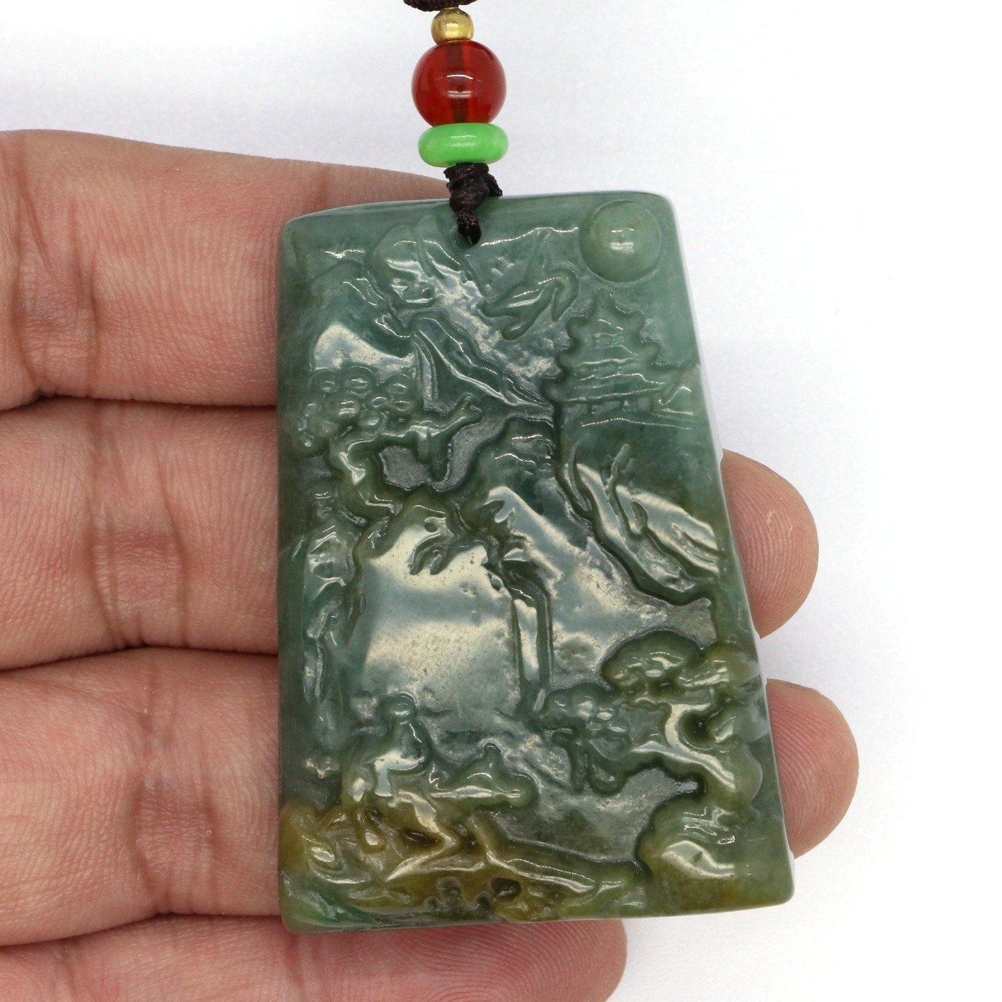 A Grade Jadeite Jade Pendants Landscape Series 天然緬甸玉A貨翡翠山水牌吊墜系列 LS0034 - Jade-collector.com