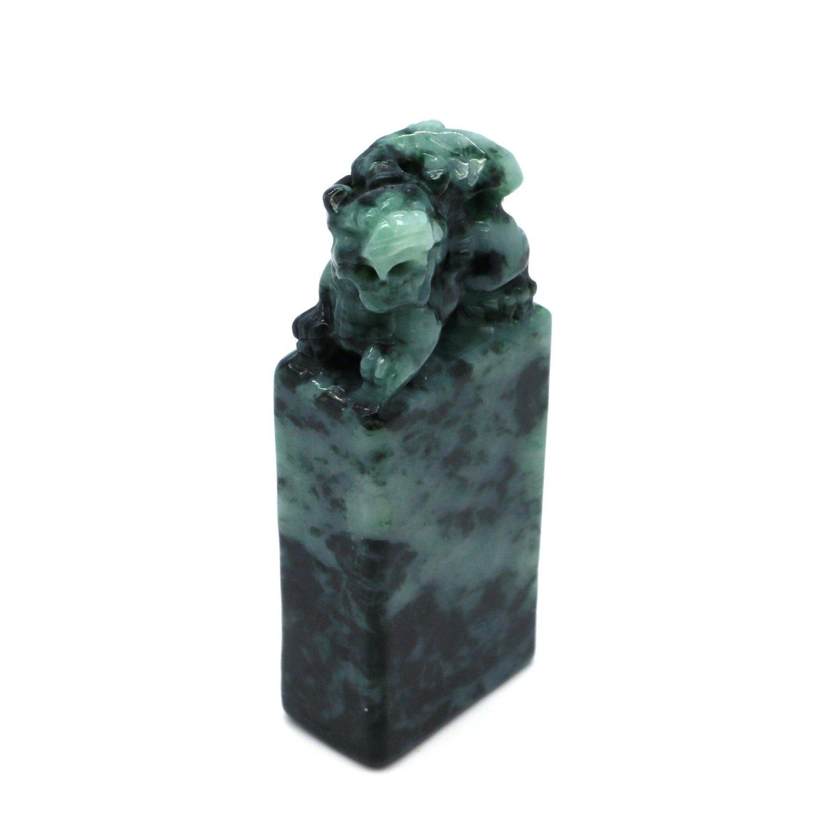 A Grade Jadeite Jade Pixiu Seal 天然緬甸玉A貨貔貅印章系列 - Jade-collector.com