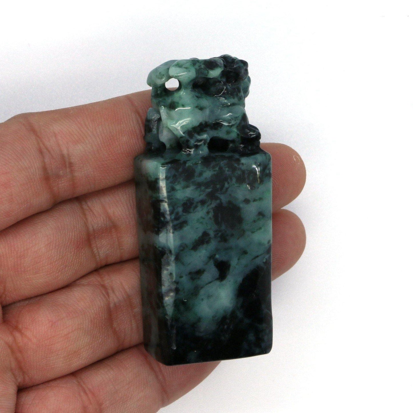 A Grade Jadeite Jade Pixiu Seal 天然緬甸玉A貨貔貅印章系列 - Jade-collector.com