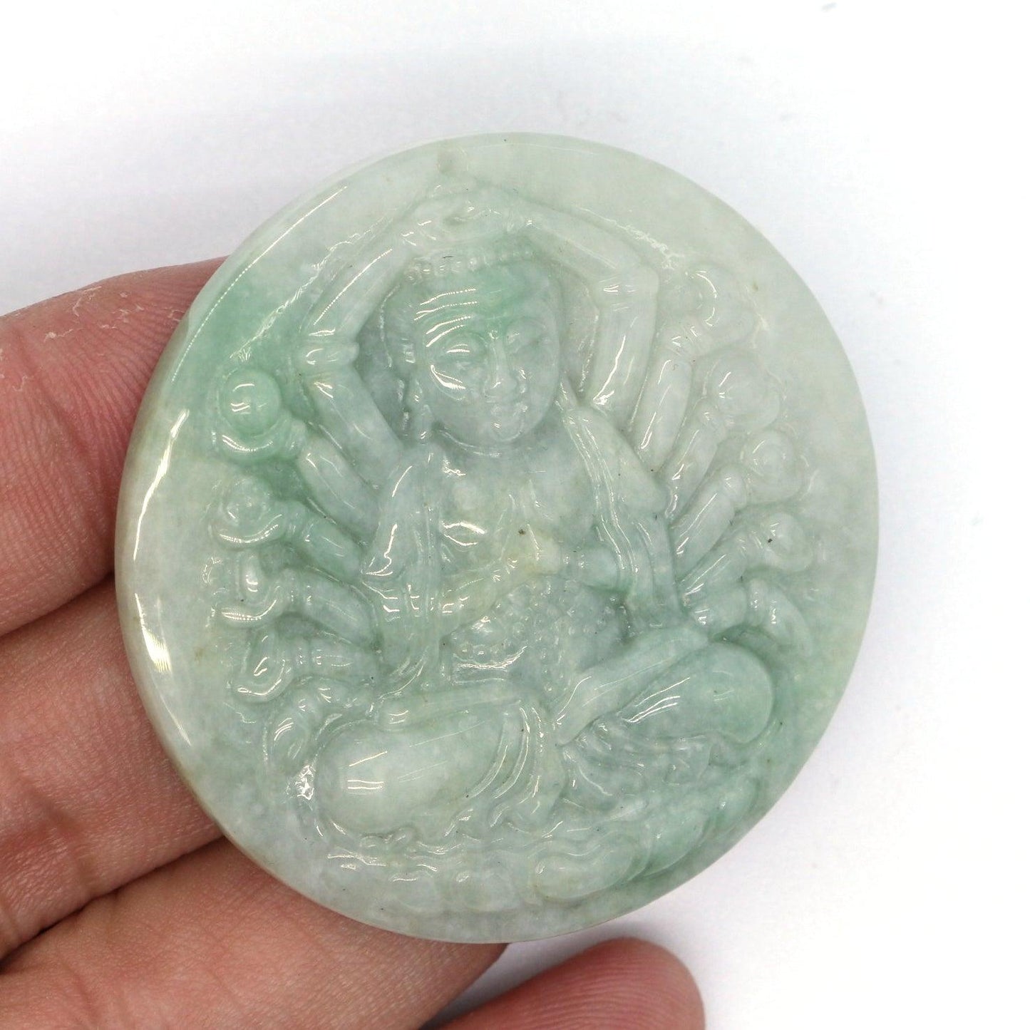 Type A Jadeite Jade Pendants Thousand Hand Avalokitesvara Guanyin Series - Jade-collector.com
