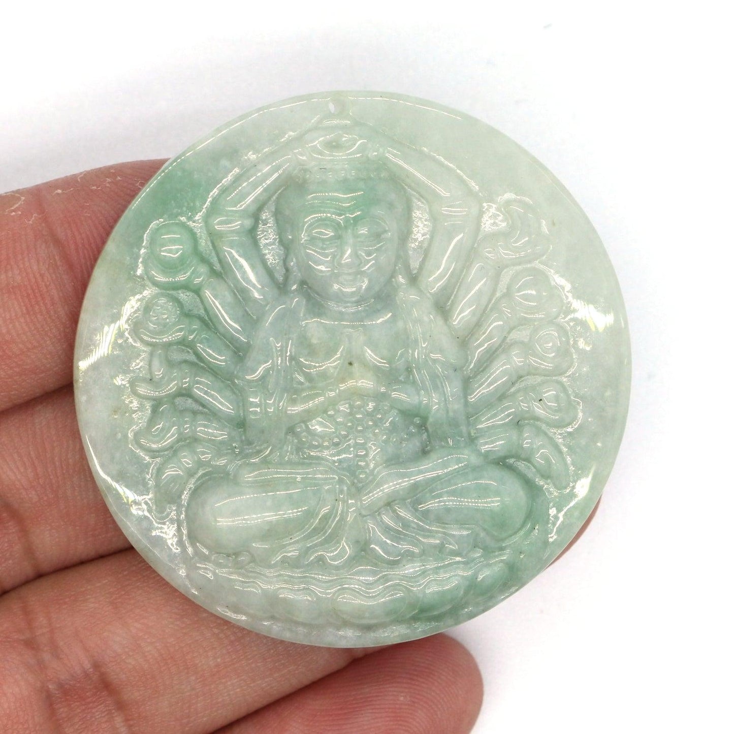 Type A Jadeite Jade Pendants Thousand Hand Avalokitesvara Guanyin Series - Jade-collector.com