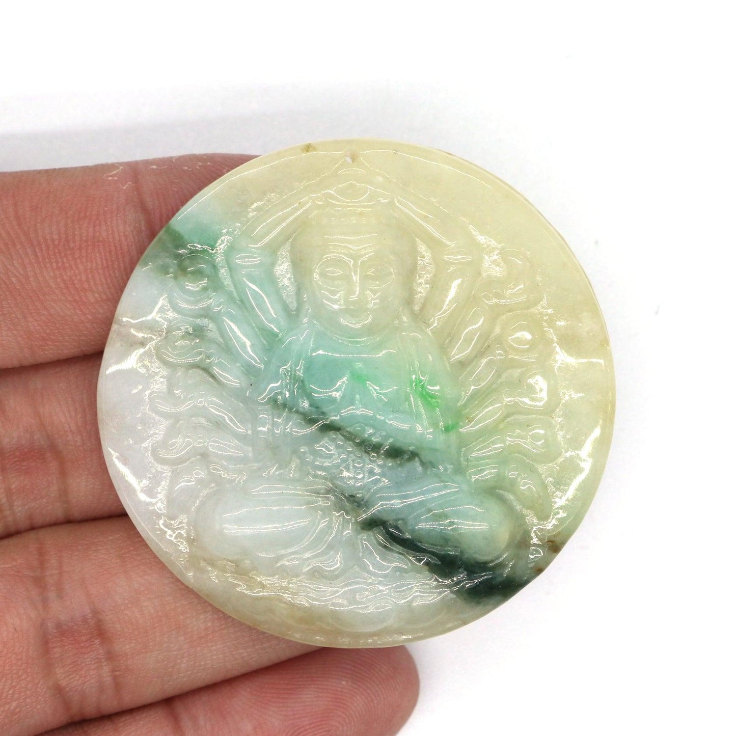 Type A Jadeite Jade Pendants Thousand Hand Avalokitesvara Guanyin Series - Jade-collector.com