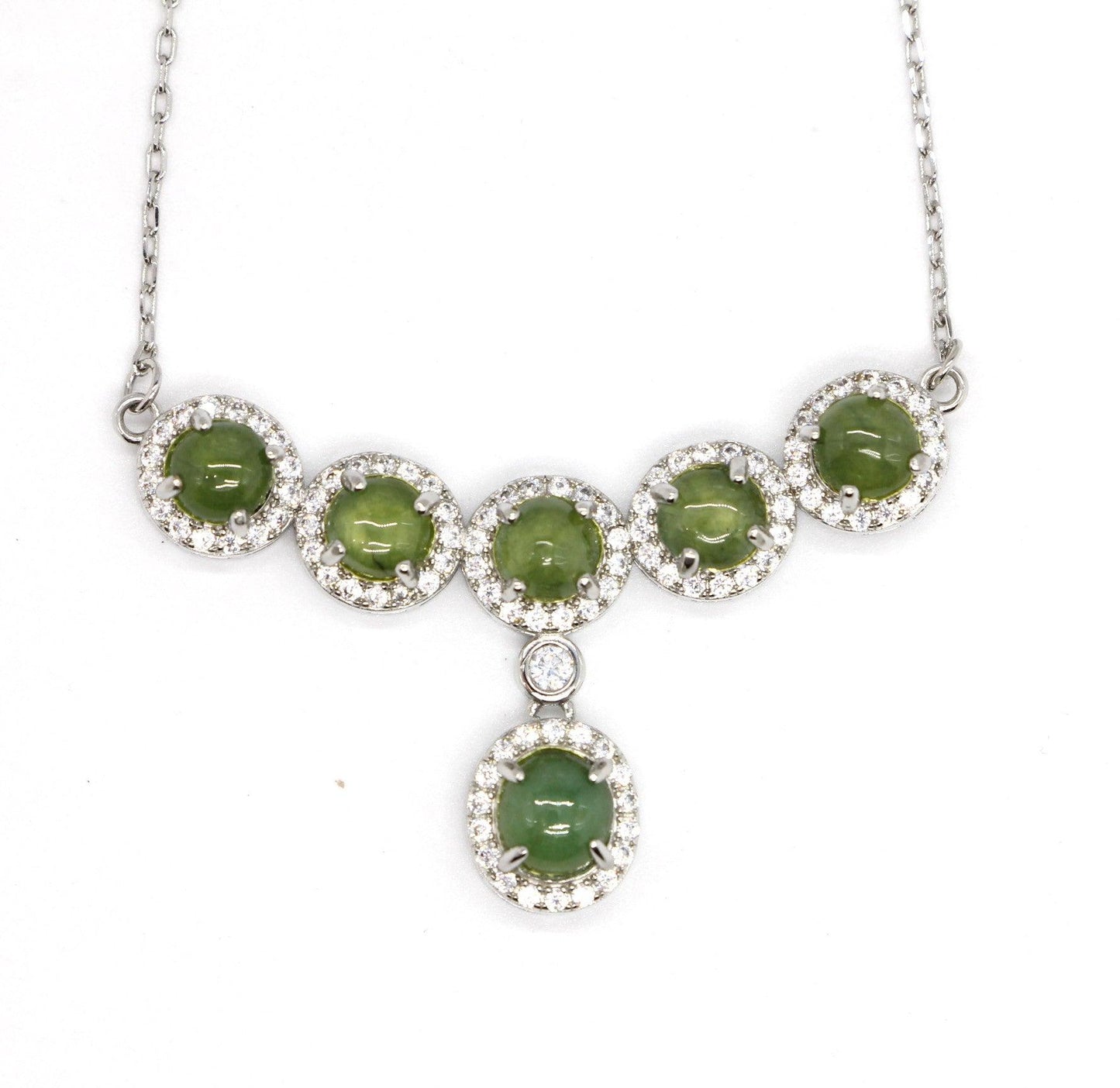 Type A Jadeite Jade Inlay Necklace P4001S - Jade-collector.com