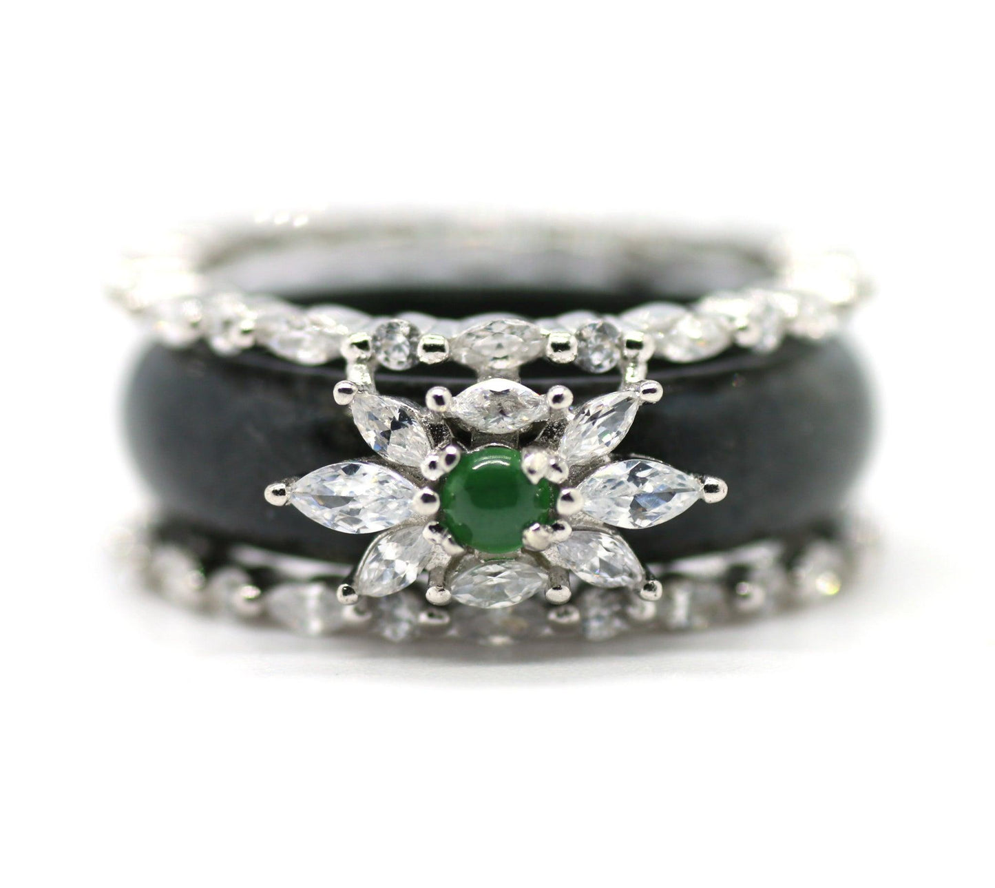 Type A Jadeite Jade Inlay Ring Series - Jade-collector.com