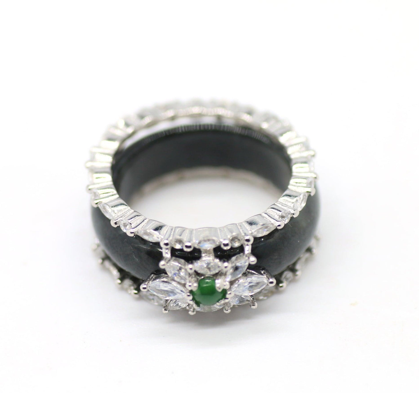 Type A Jadeite Jade Inlay Ring Series - Jade-collector.com