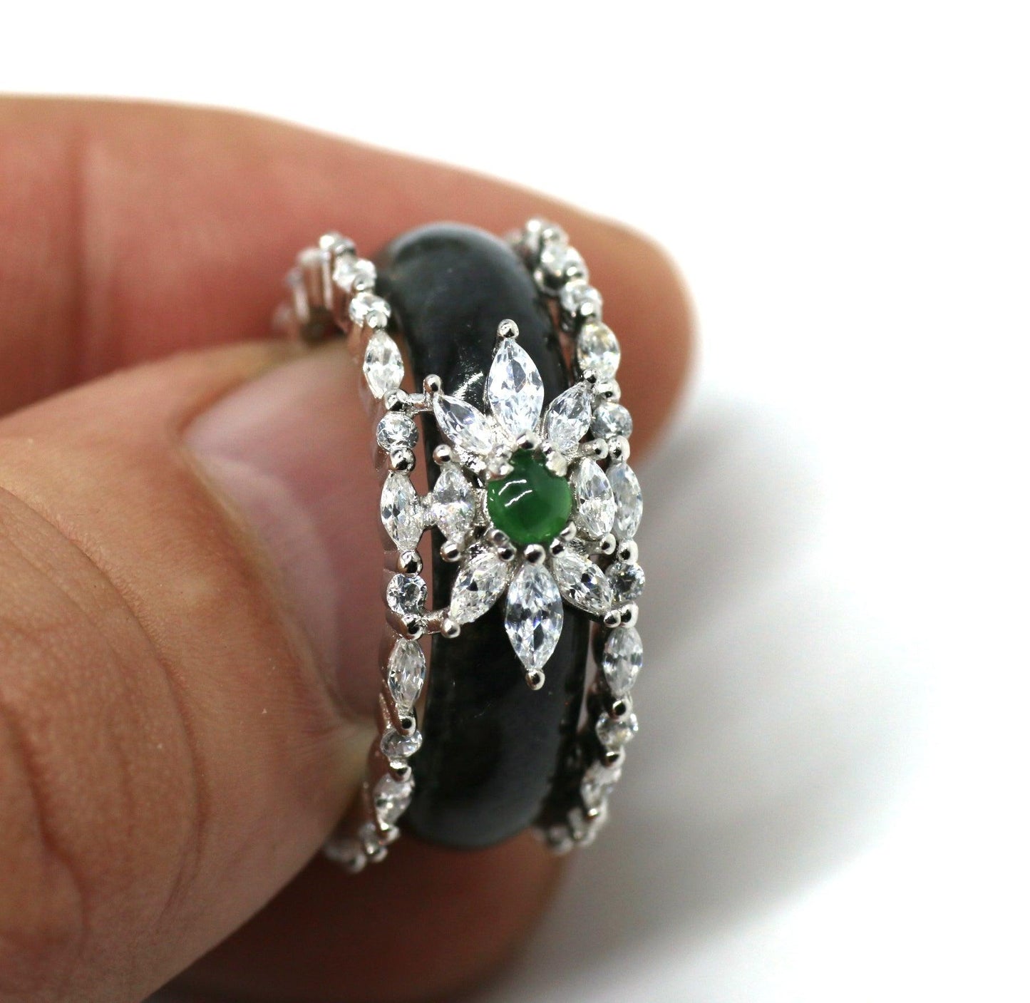 Type A Jadeite Jade Inlay Ring Series - Jade-collector.com