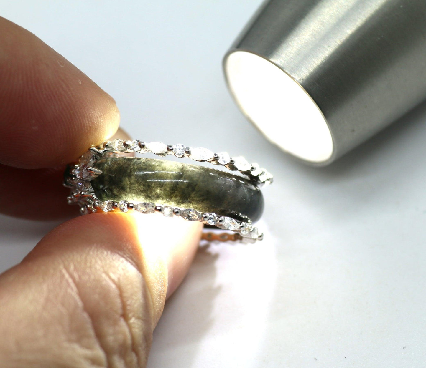 Type A Jadeite Jade Inlay Ring Series - Jade-collector.com