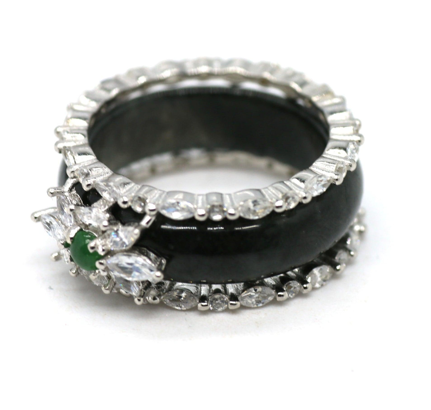 Type A Jadeite Jade Inlay Ring Series - Jade-collector.com