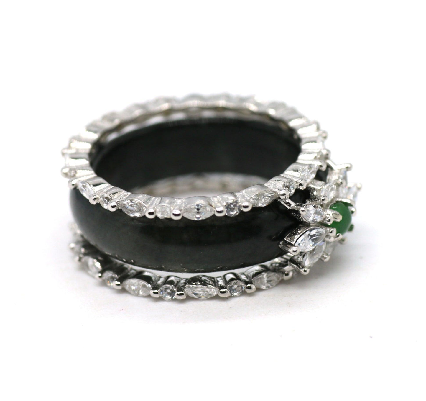 Type A Jadeite Jade Inlay Ring Series - Jade-collector.com