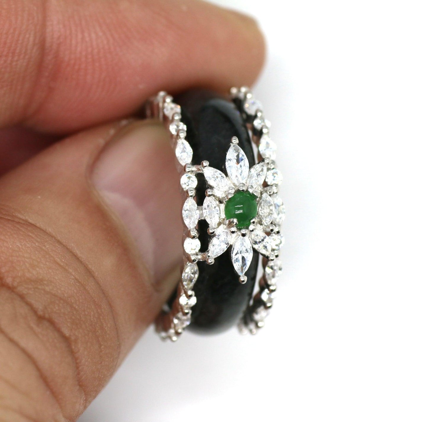 Type A Jadeite Jade Inlay Ring Series - Jade-collector.com