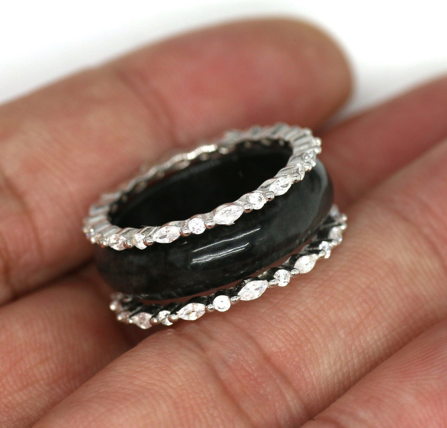Type A Jadeite Jade Inlay Ring Series - Jade-collector.com