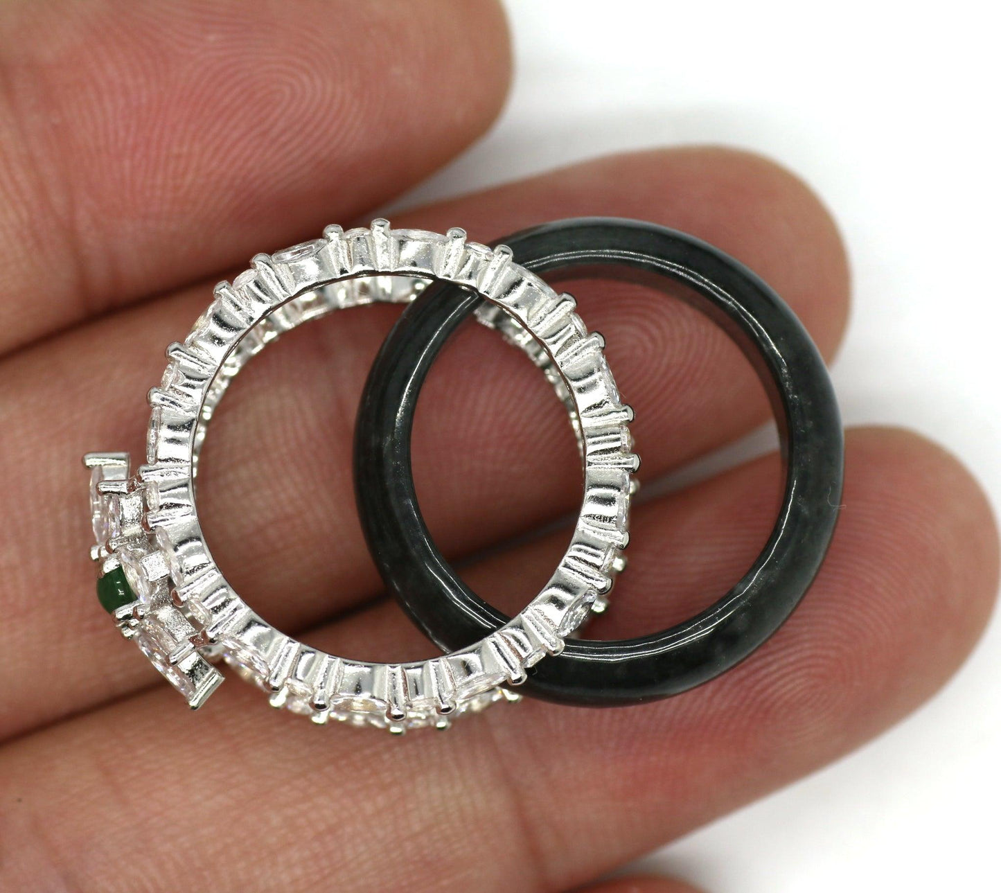 Type A Jadeite Jade Inlay Ring Series - Jade-collector.com