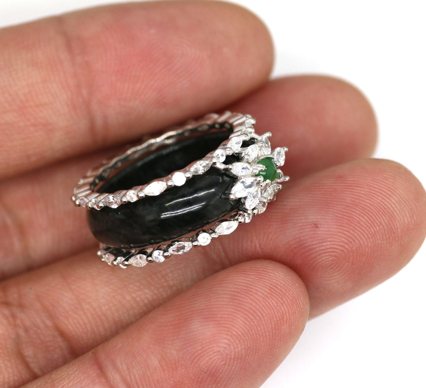 Type A Jadeite Jade Inlay Ring Series - Jade-collector.com