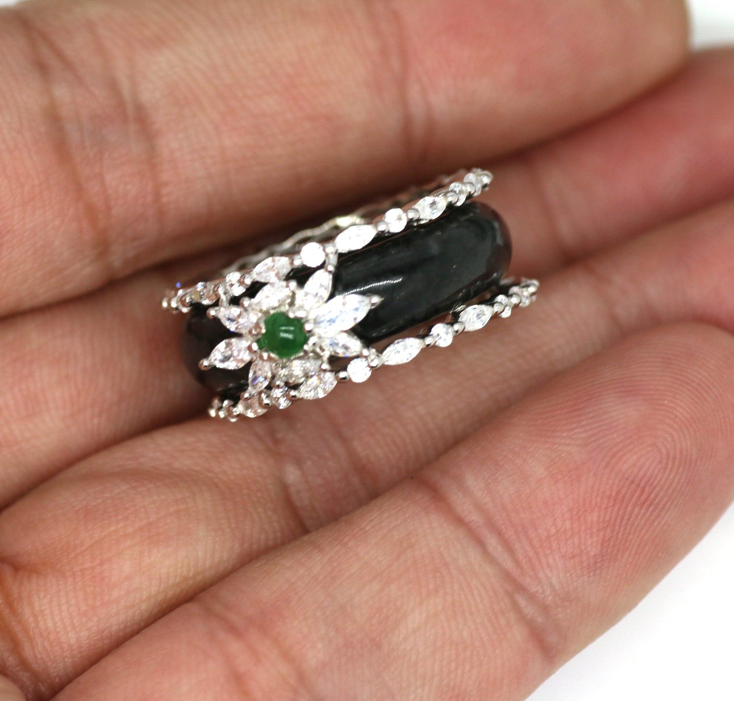 Type A Jadeite Jade Inlay Ring Series - Jade-collector.com