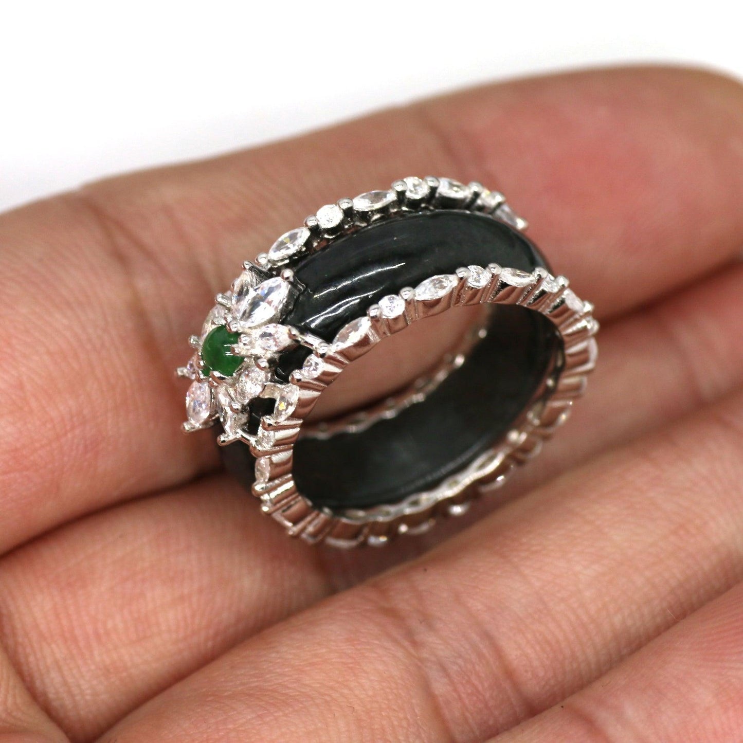 Type A Jadeite Jade Inlay Ring Series - Jade-collector.com