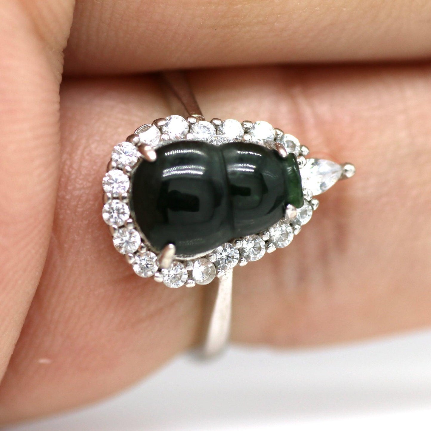 Type A Jadeite Jade Inlay Ring Series - Jade-collector.com