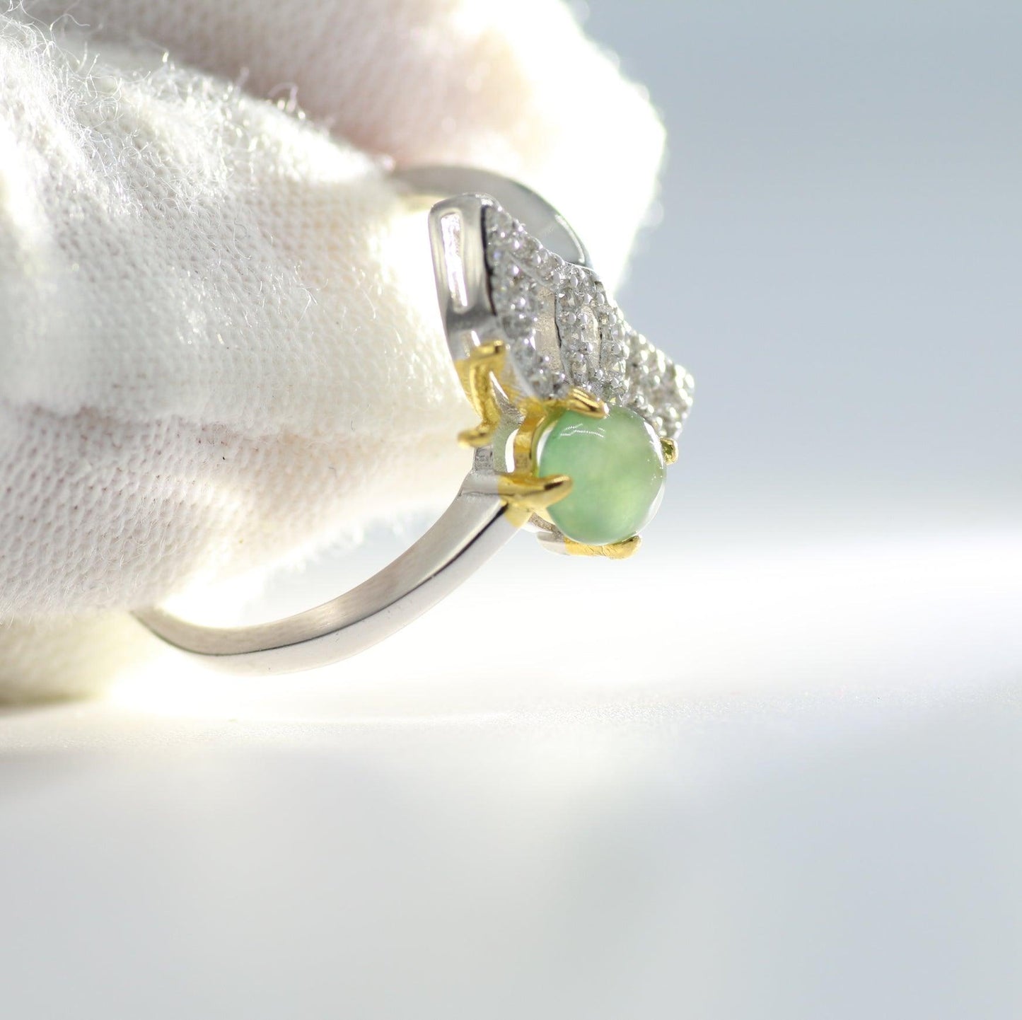Type A Jadeite Jade Inlay Ring Series - Jade-collector.com