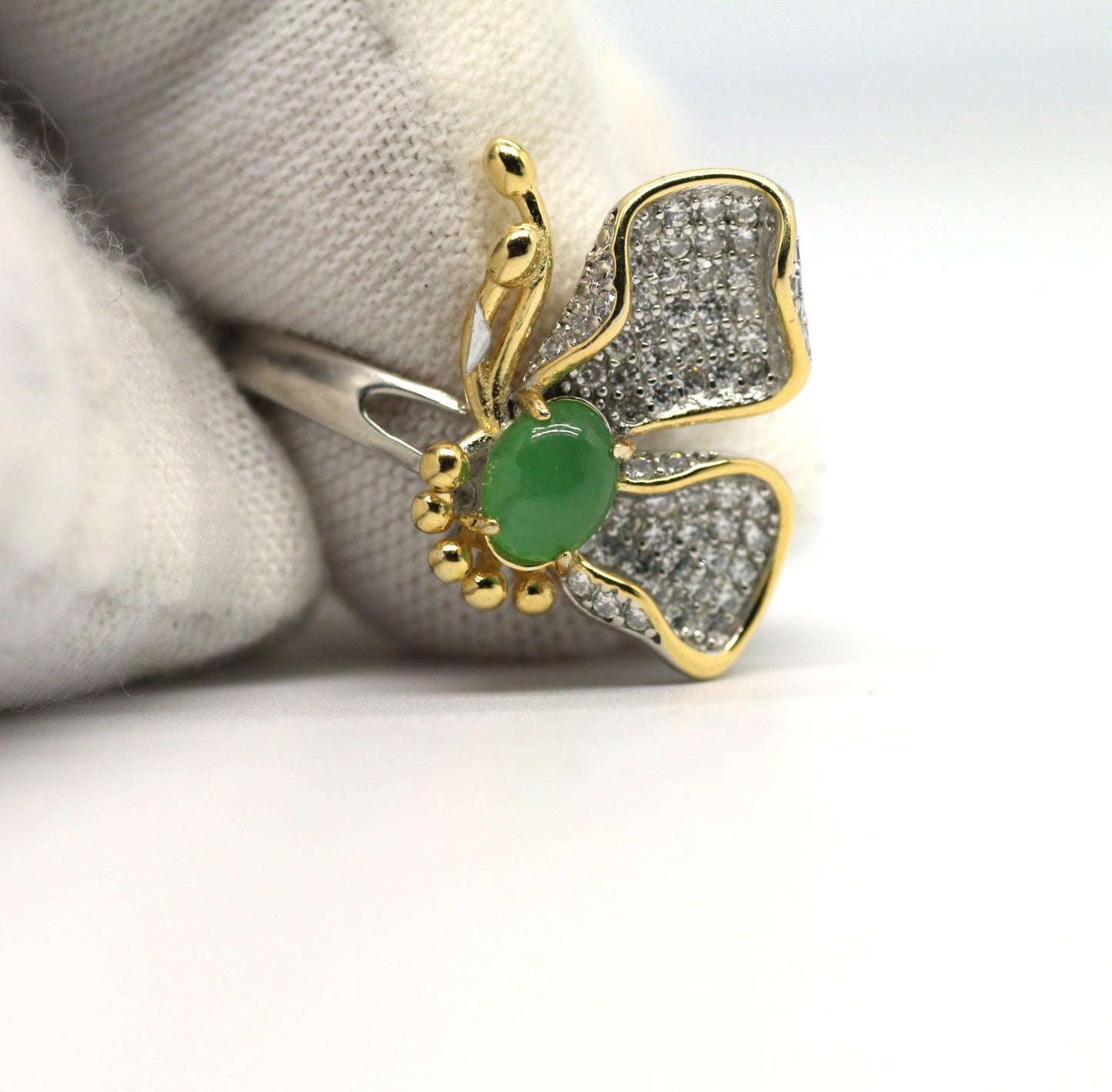 Type A Jadeite Jade Inlay Ring Series - Jade-collector.com