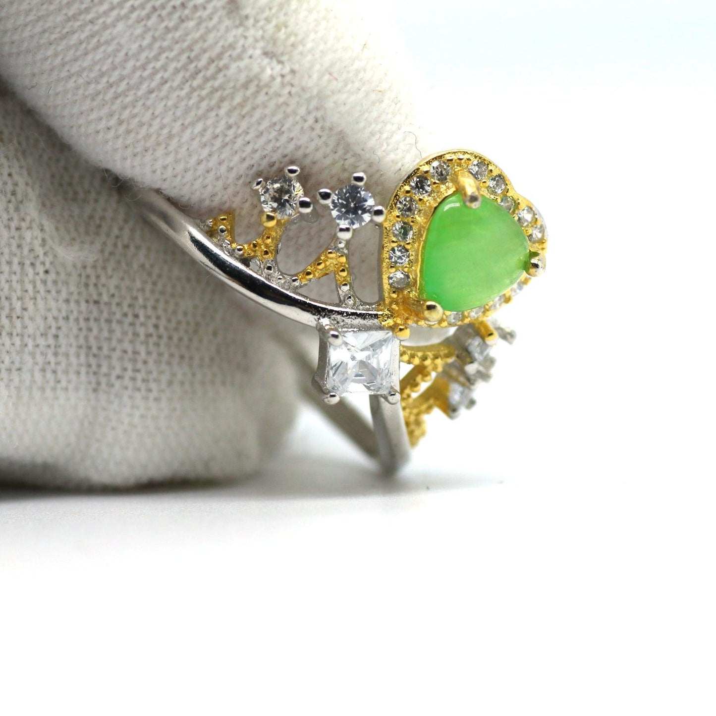 Type A Jadeite Jade Inlay Ring Series - Jade-collector.com