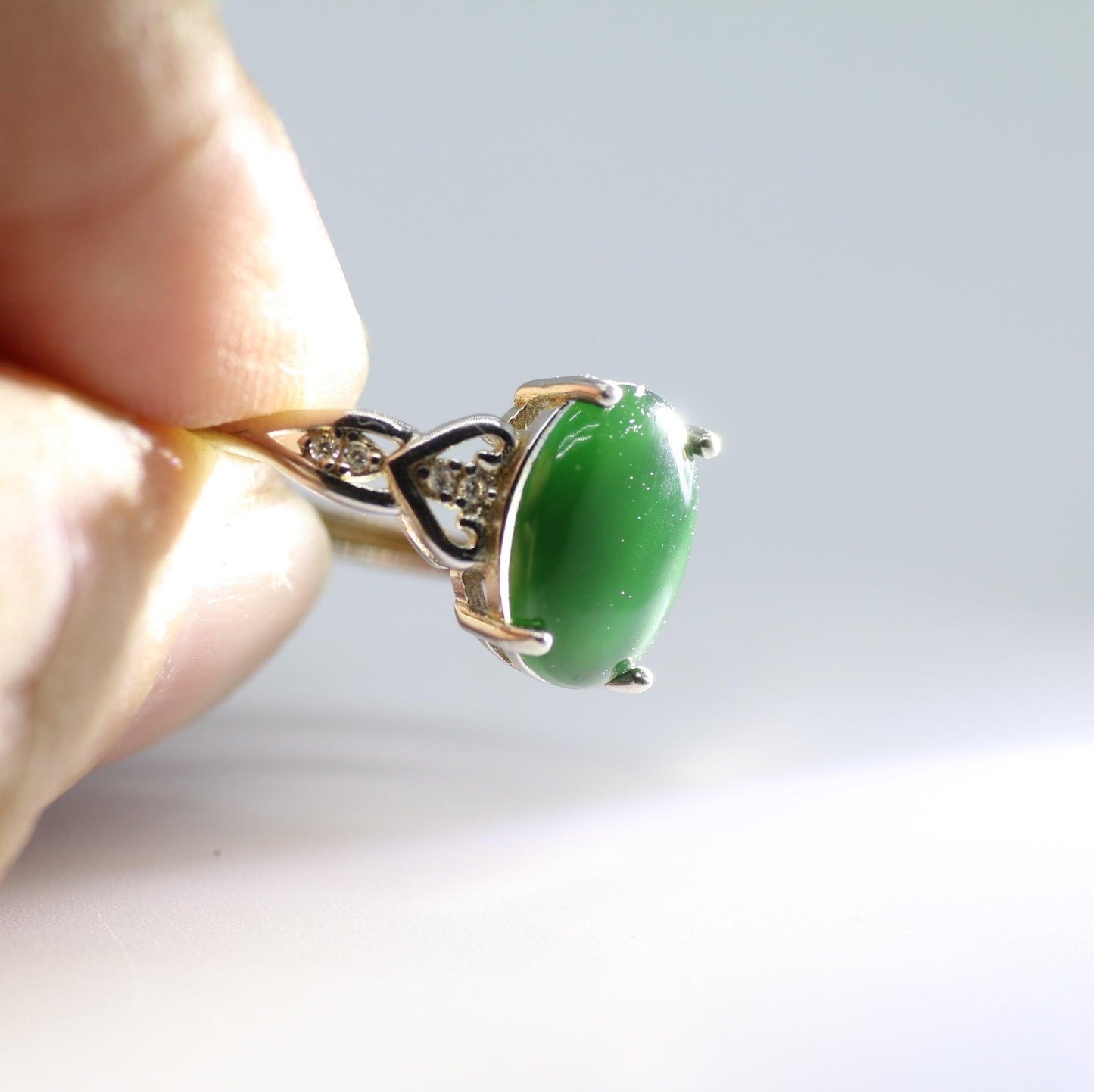 Type A Jadeite Jade Inlay Ring Series - Jade-collector.com