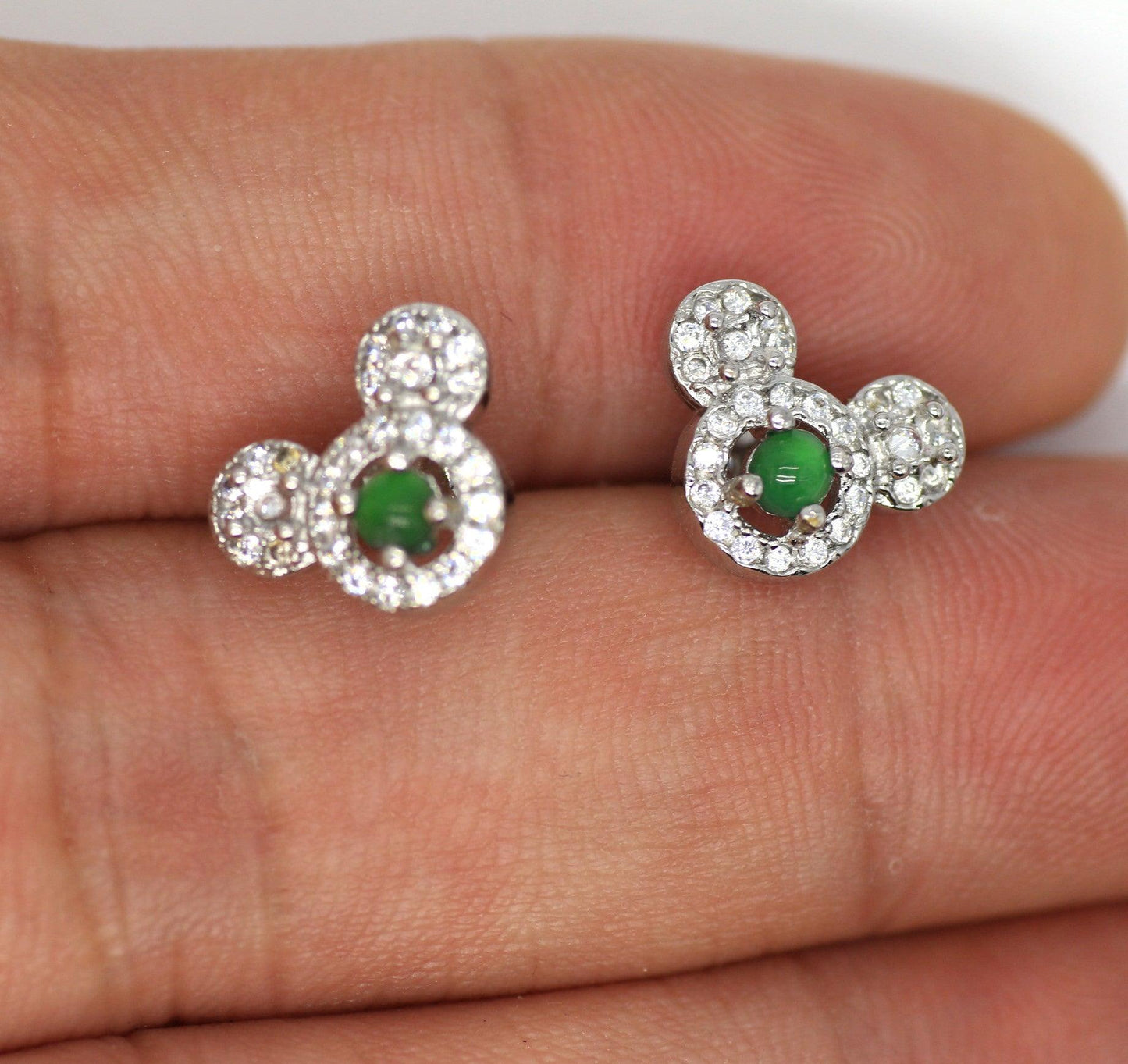 Type A Jadeite Jade Earrings s925 Silver Inlay LR-8MWZ-Z98K - Jade-collector.com