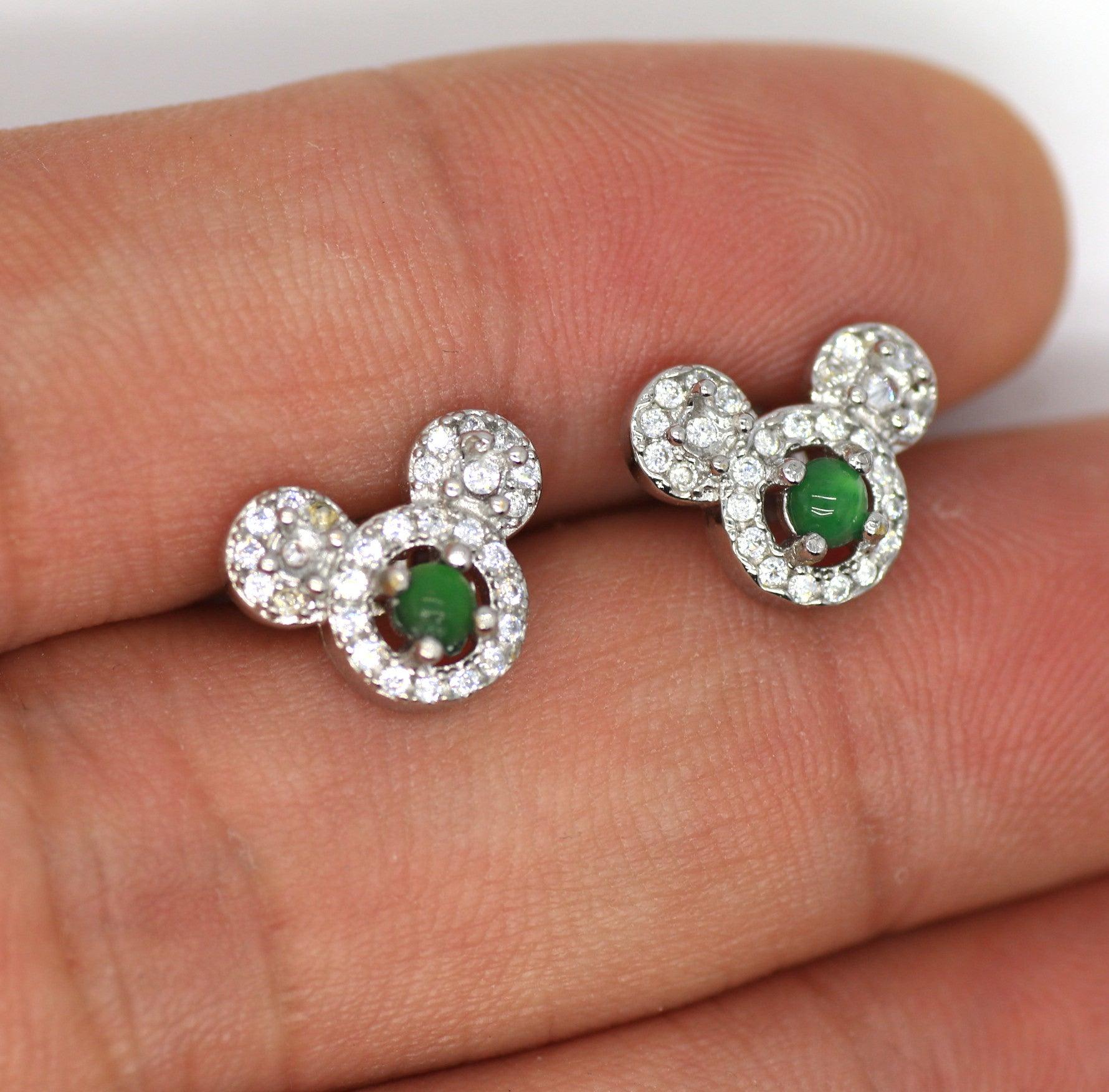 Type A Jadeite Jade Earrings s925 Silver Inlay LR-8MWZ-Z98K - Jade-collector.com