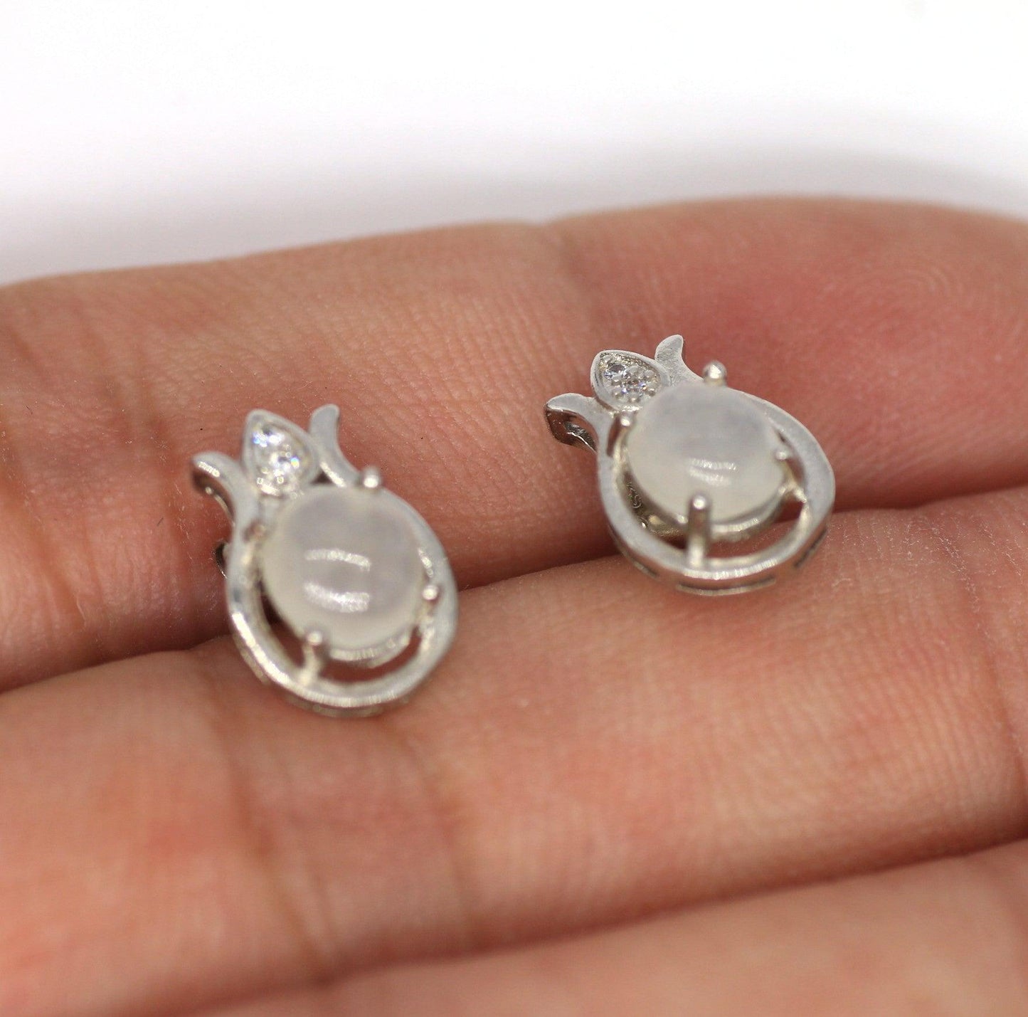 Type A Jadeite Jade Earrings s925 Silver Inlay 7X-5JP2-W5HP - Jade-collector.com