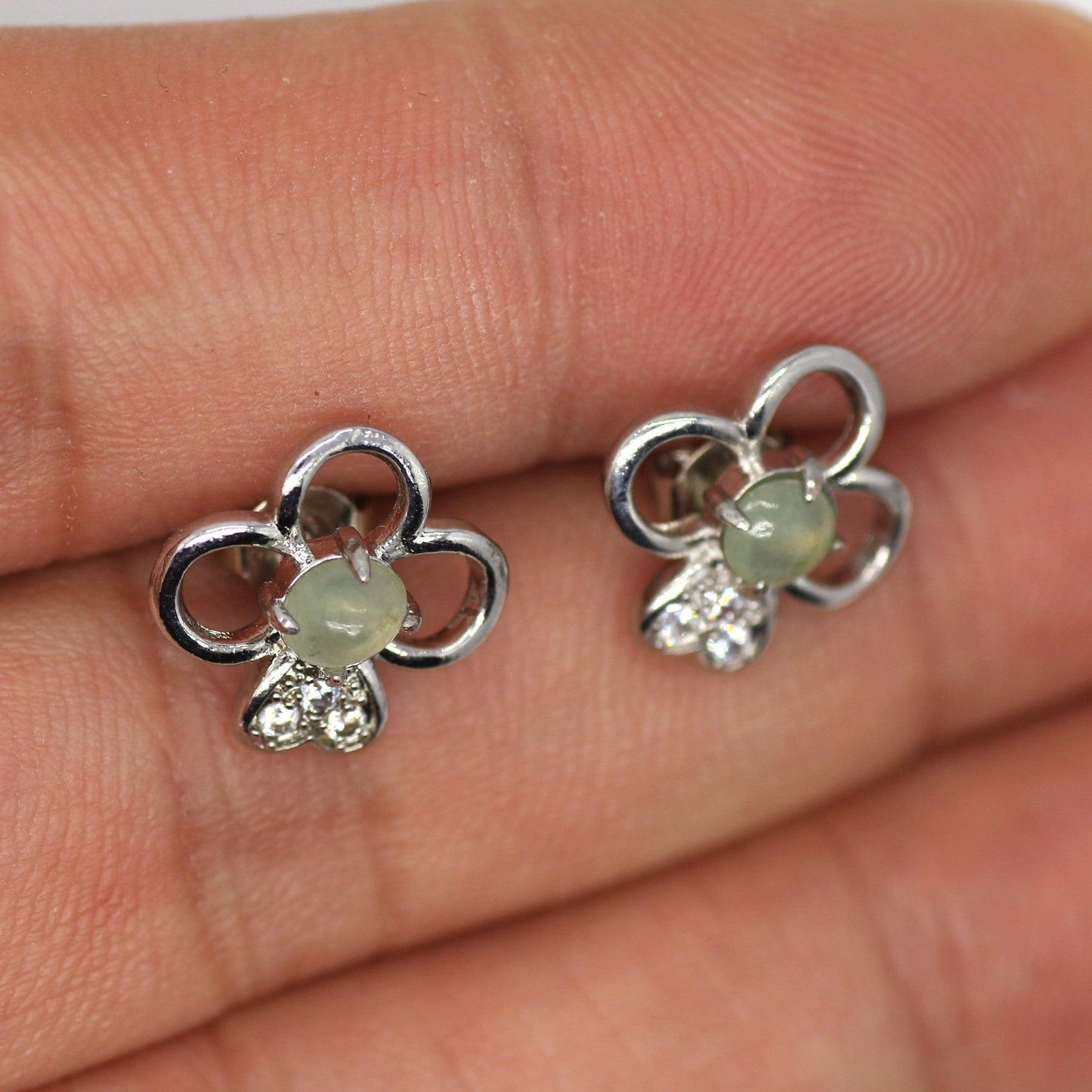 Type A Jadeite Jade Earrings s925 Silver Inlay 3O-ED4Z-LXEU - Jade-collector.com