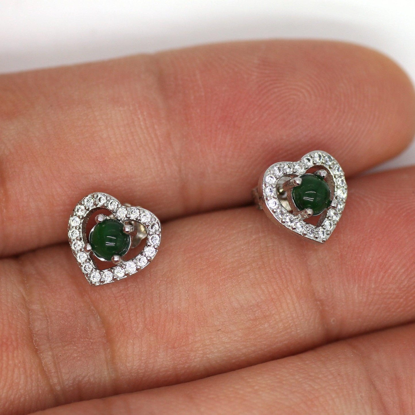 Type A Jadeite Jade Earrings s925 Silver Inlay FC-7QR4-9FOH - Jade-collector.com