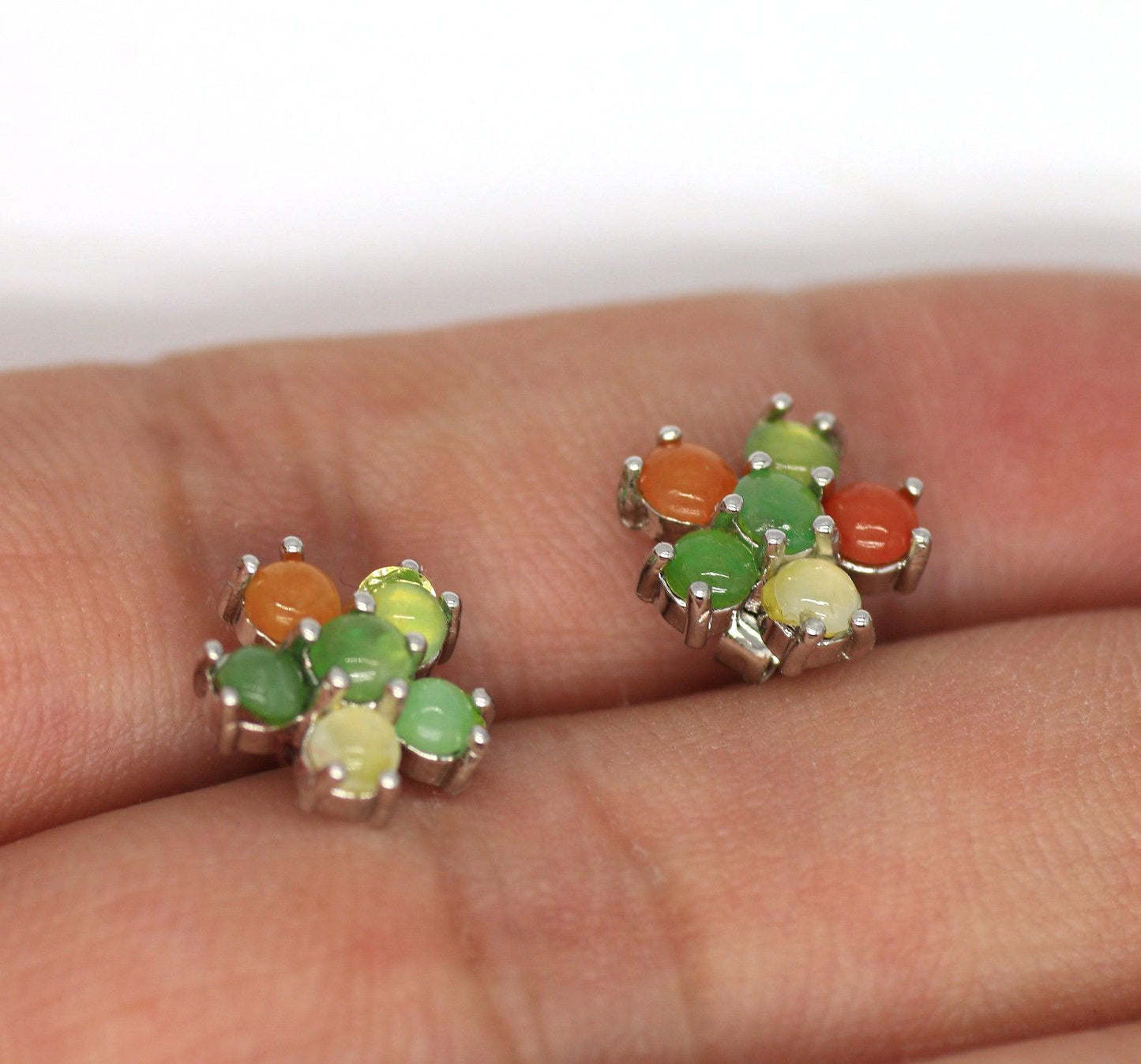 Type A Jadeite Jade Earrings s925 Silver Inlay XP-KZYD-0BZ8 - Jade-collector.com